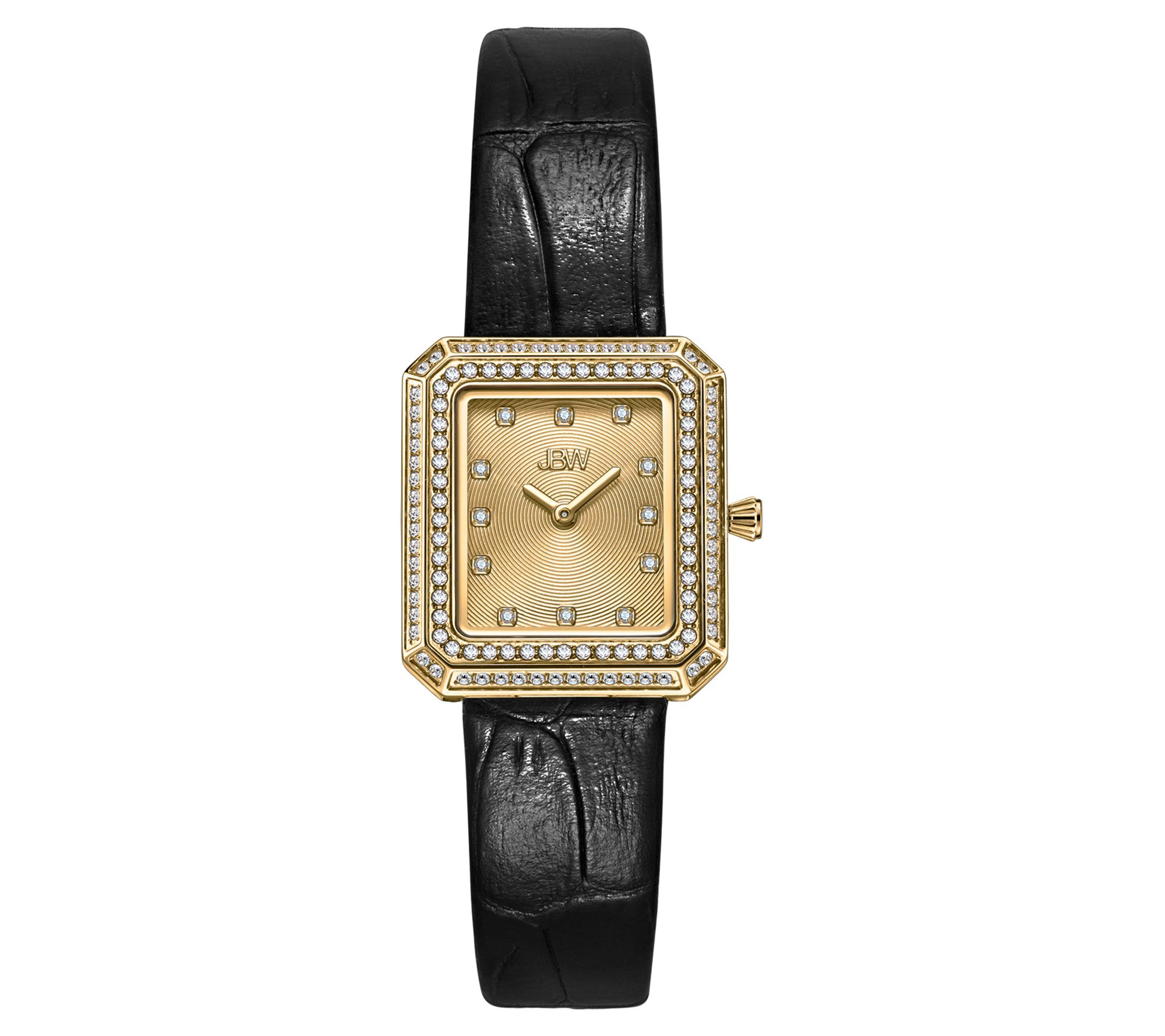 JBW Women s Arc Diamond Accent Leather Strap Watch QVC