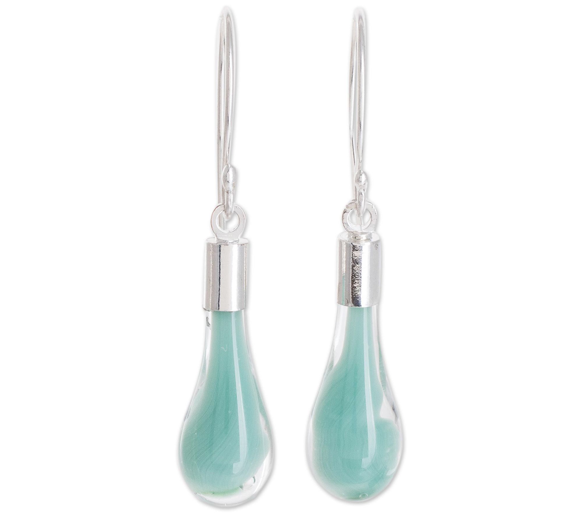 Novica Artisan Crafted Sterling Art Glass Dangle Earrings