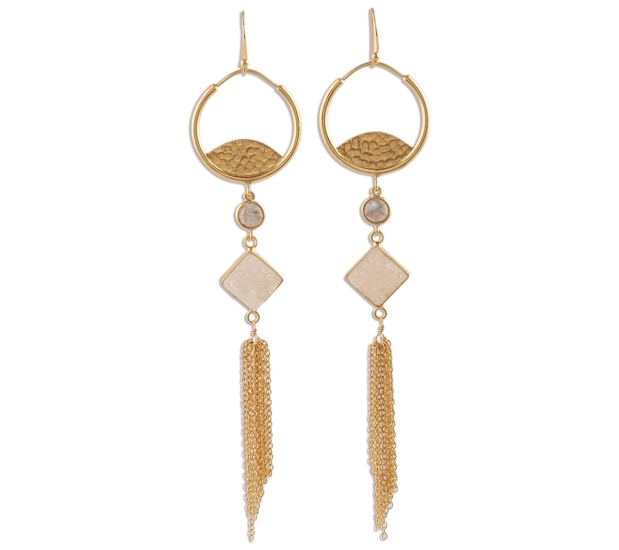 Novica Artisan Crafted 22K Plated Multi-Gemstone Earrings