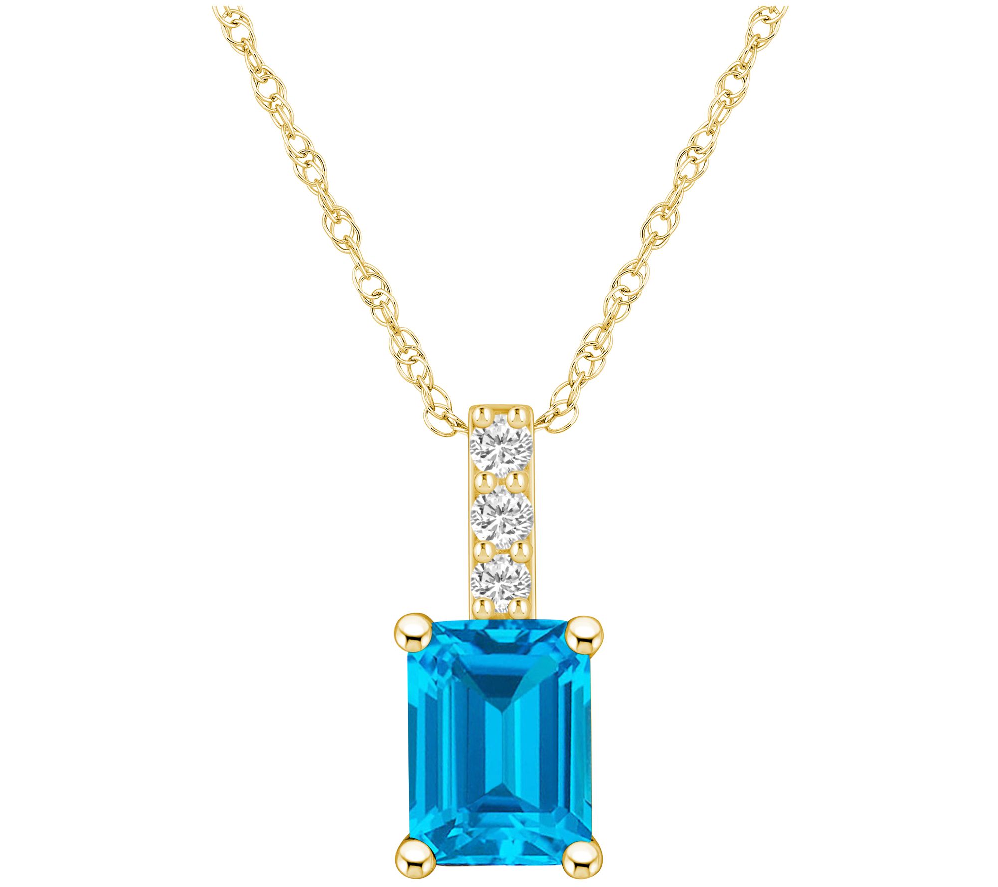 Affinity Gems Gemstone & Diamond Pendant w/ Chain, 14K Gold