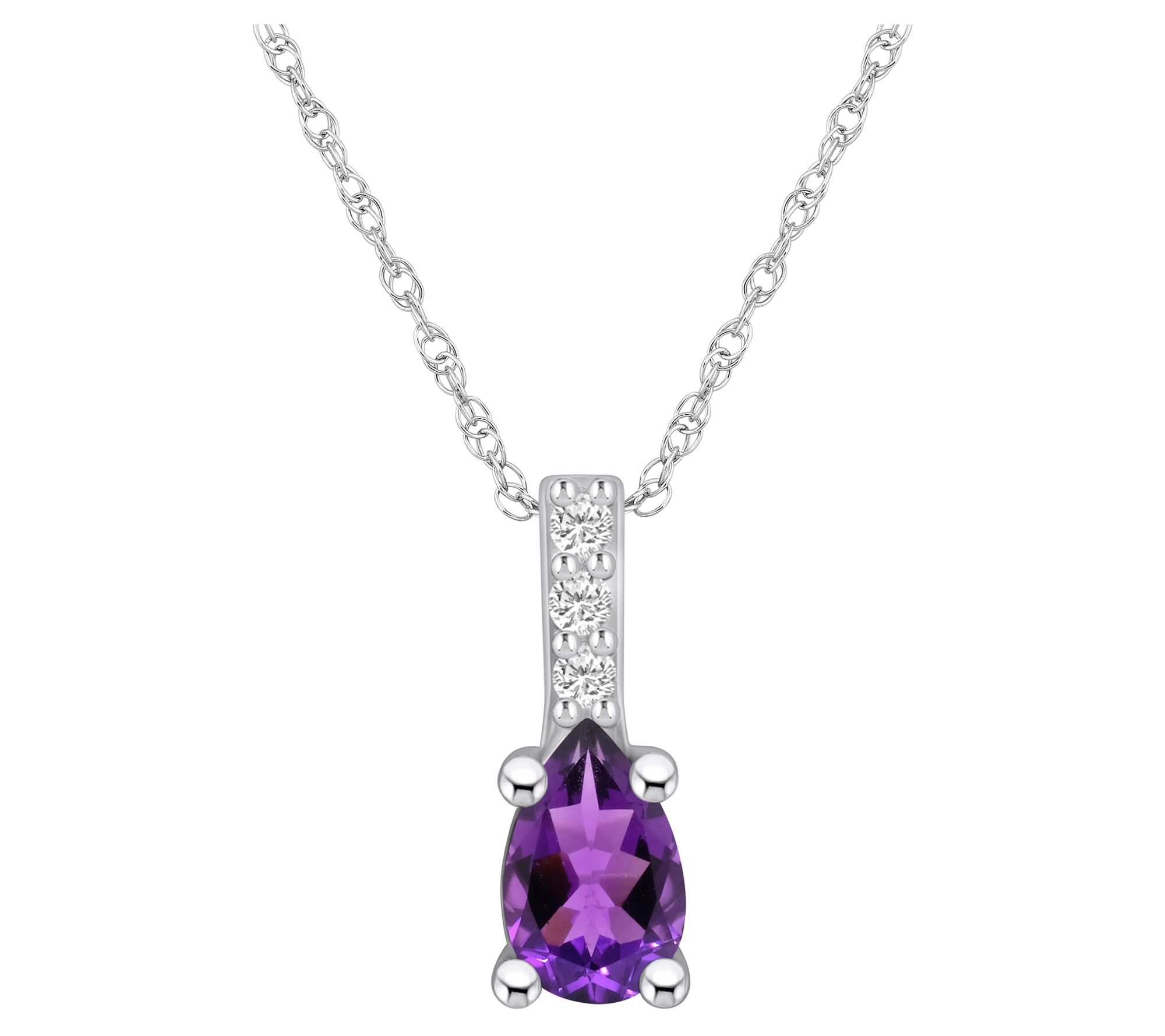 Affinity Gems Pear Gemstone & Diamond Pendant w/ Chain, 14K