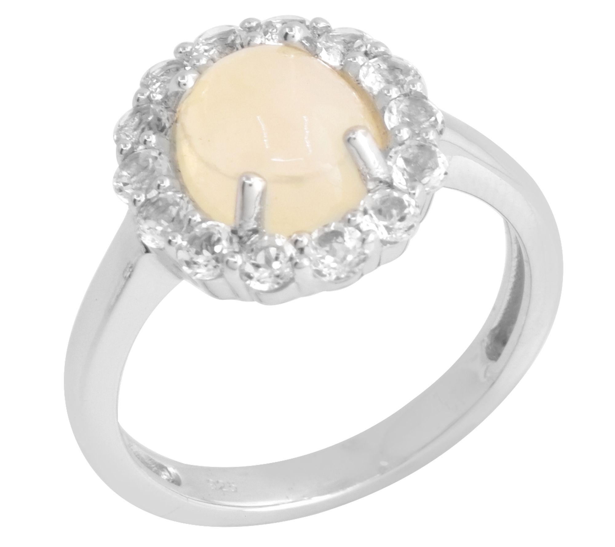 Affinity Gems Ethiopian Opal & White Topaz Ring, Sterling