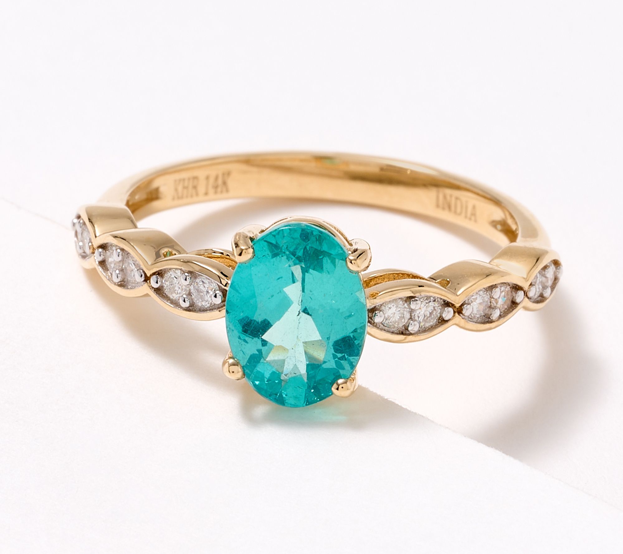 Affinity Gems Oval cut Apatite & Diamond Ring, 14K Gold