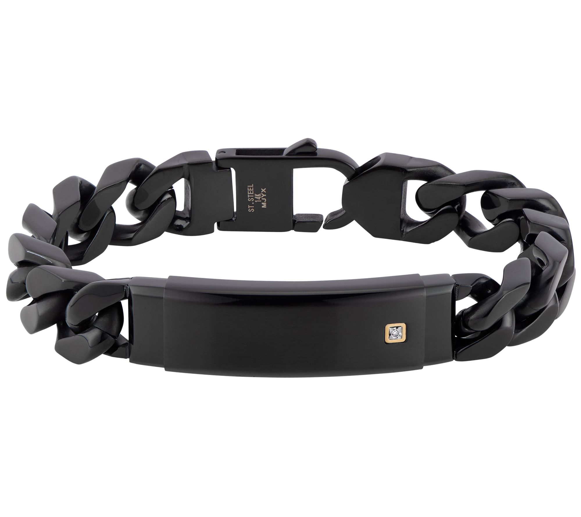 James Michael Men's Black IP Diamond Accent Braelet