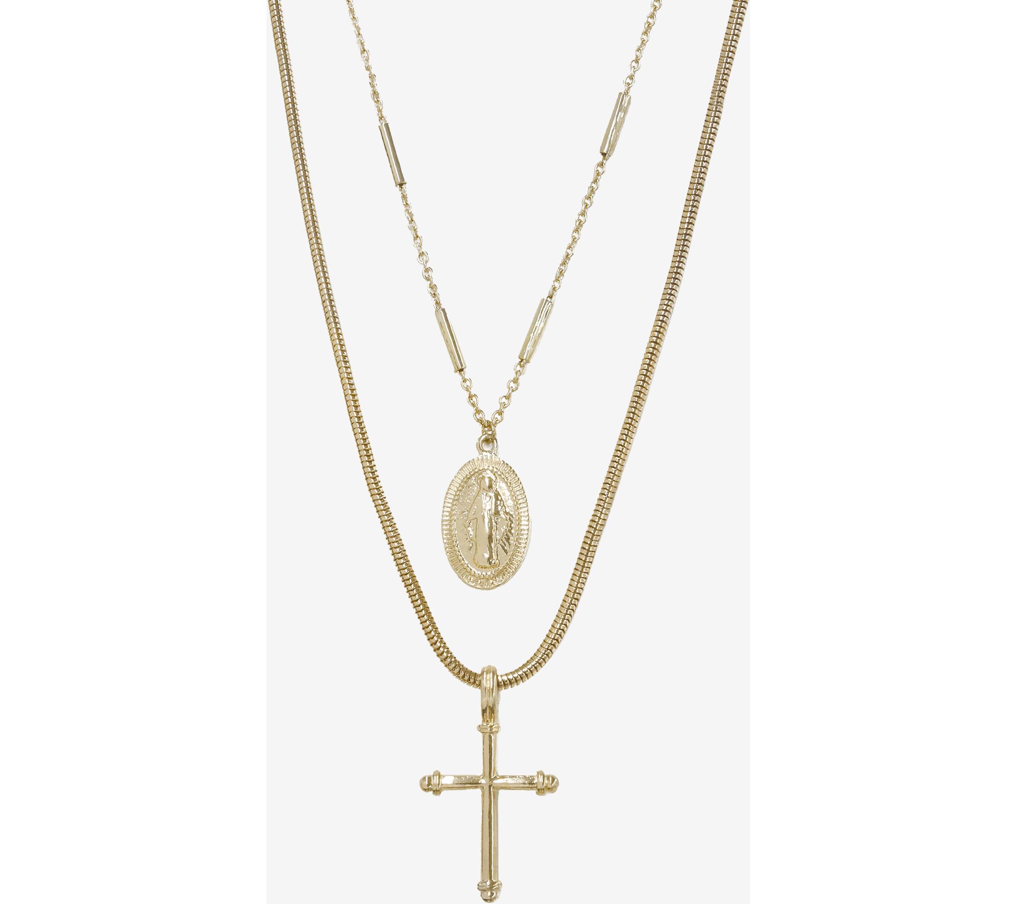 Ettika Like a Prayer Layered Cross & Coin Necklace Set