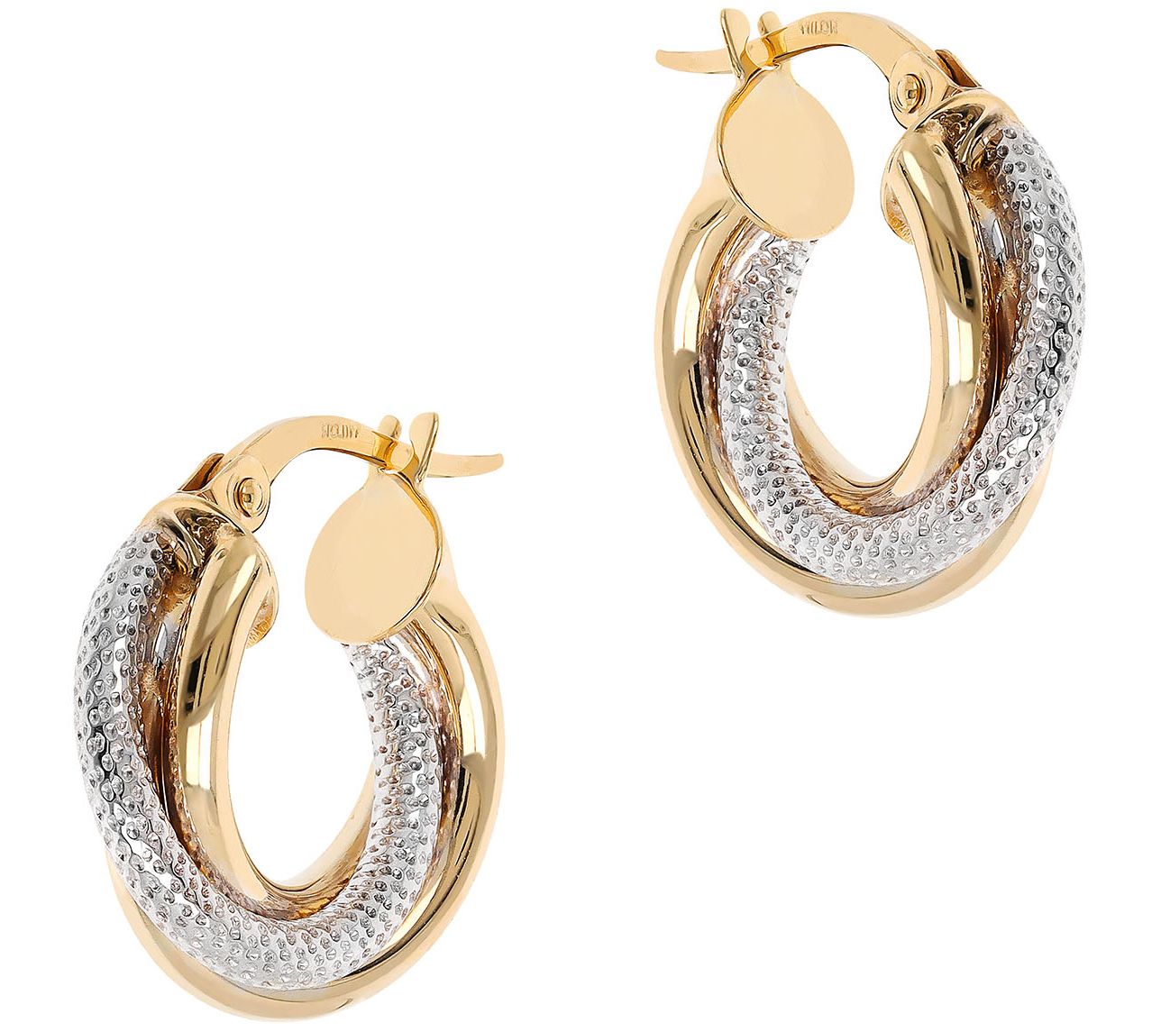 Italian Gold Two-tone 1/2" Round Hoop Earrings,14K