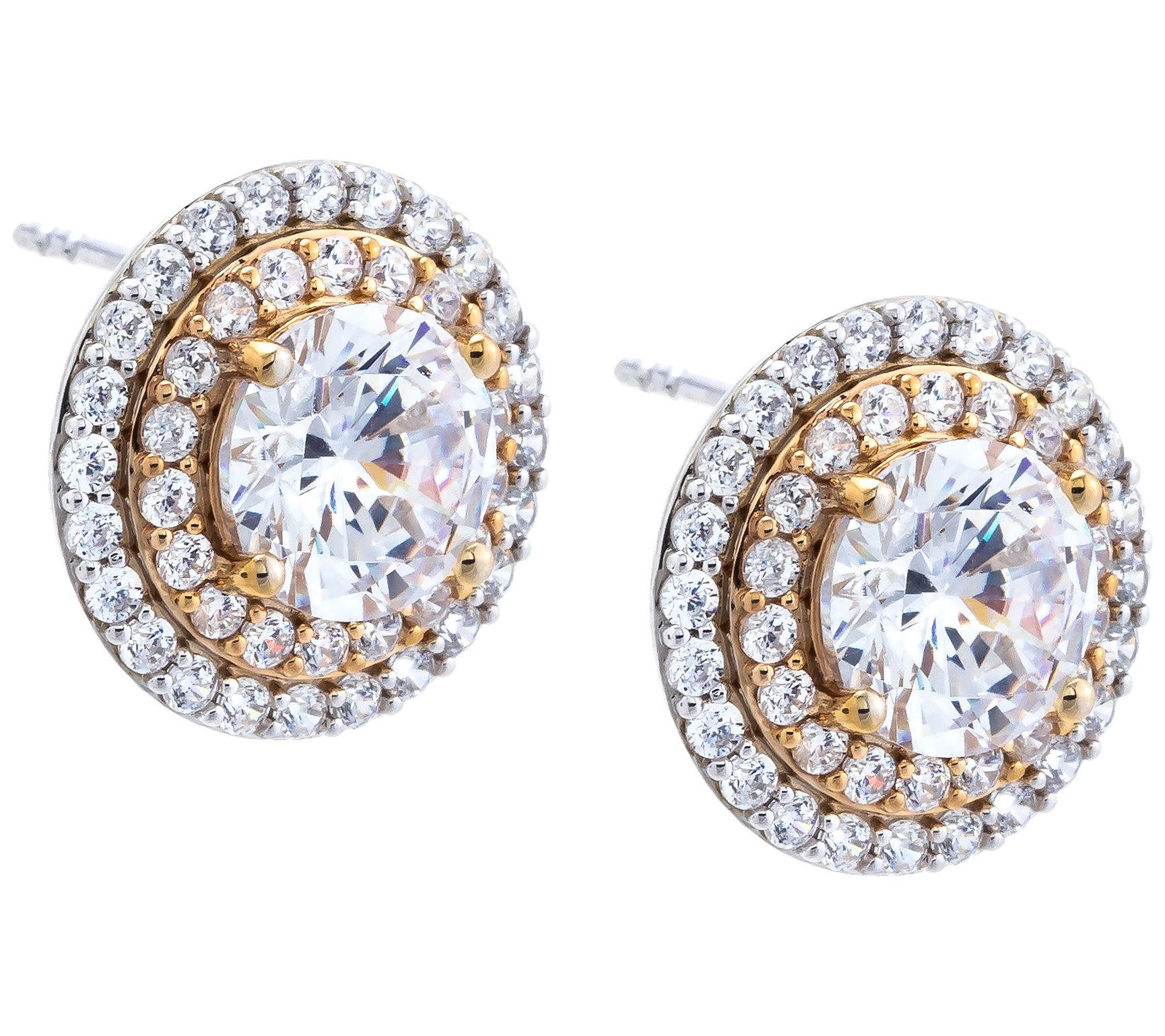Diamonique 5.65 cttw Two-Tone Earrings, Sterling Silver