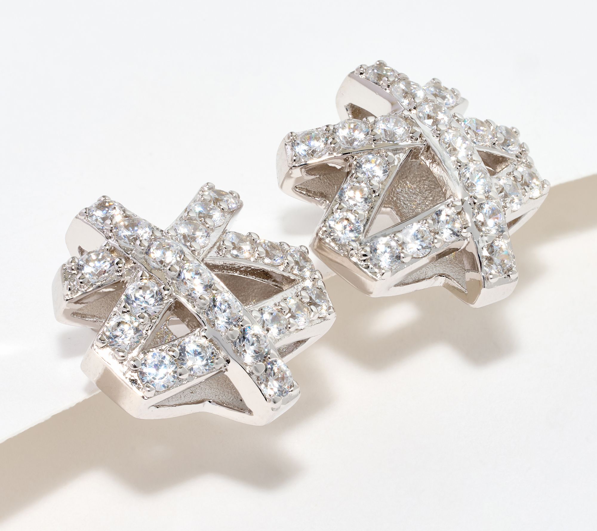 Diamonique x Kathy Levine Twist & Turn Stud Earrings, Sterling Silver