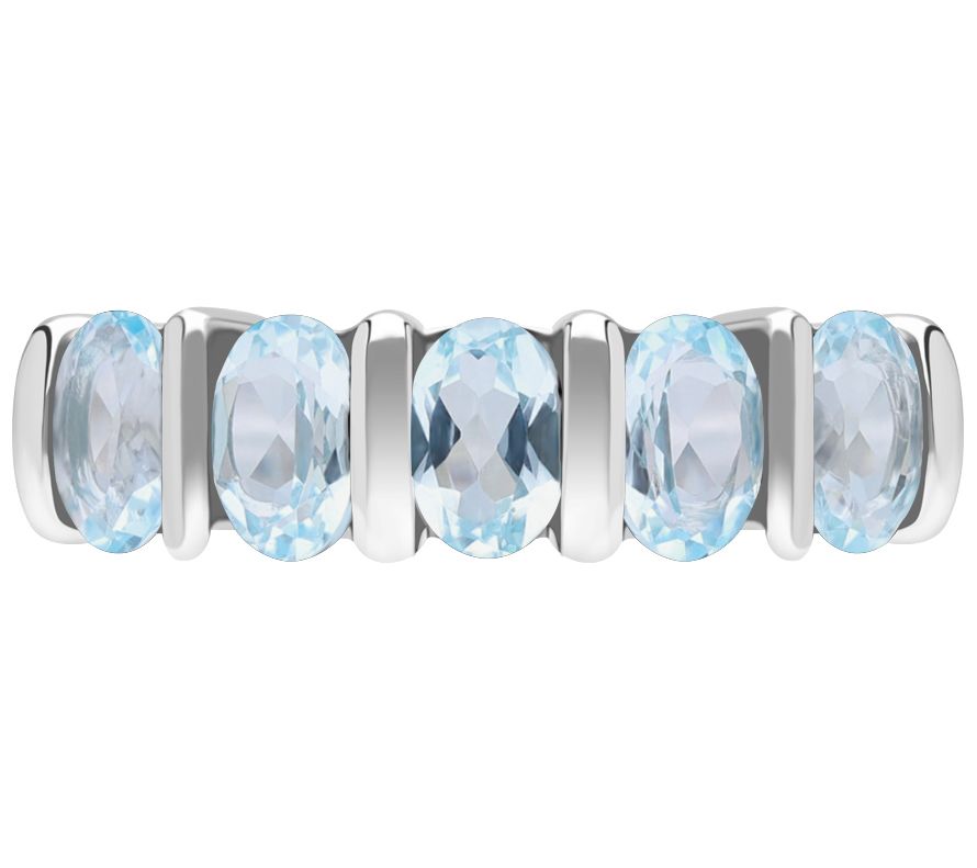 Ariva Sterling Silver Oval Gemstone Band Ring