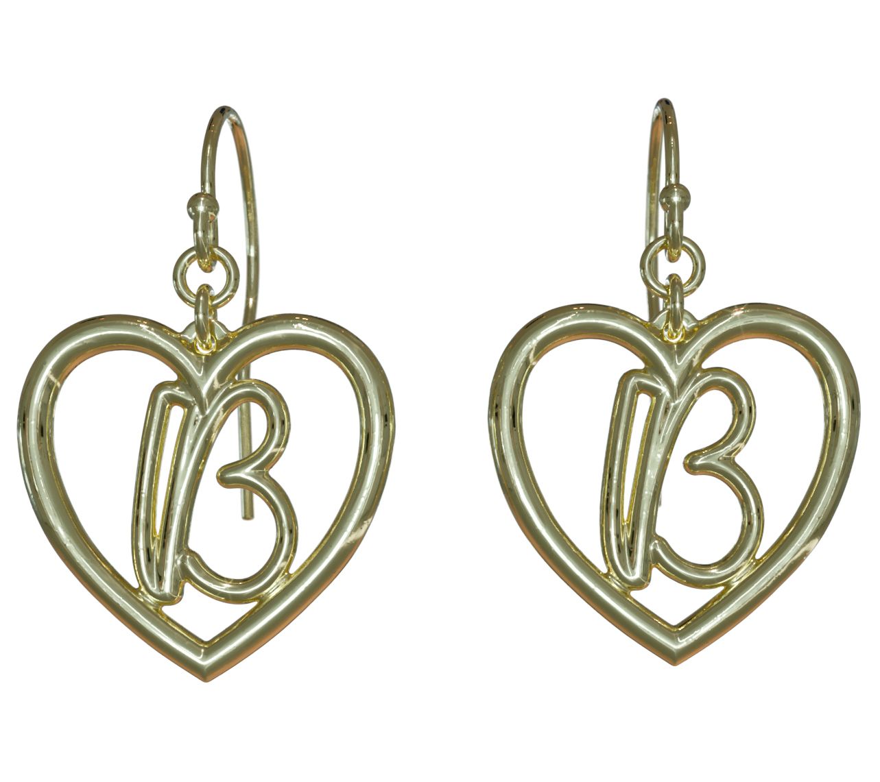 14K Gold Plated 3/4" Healing Heart Drop InitialEarrings