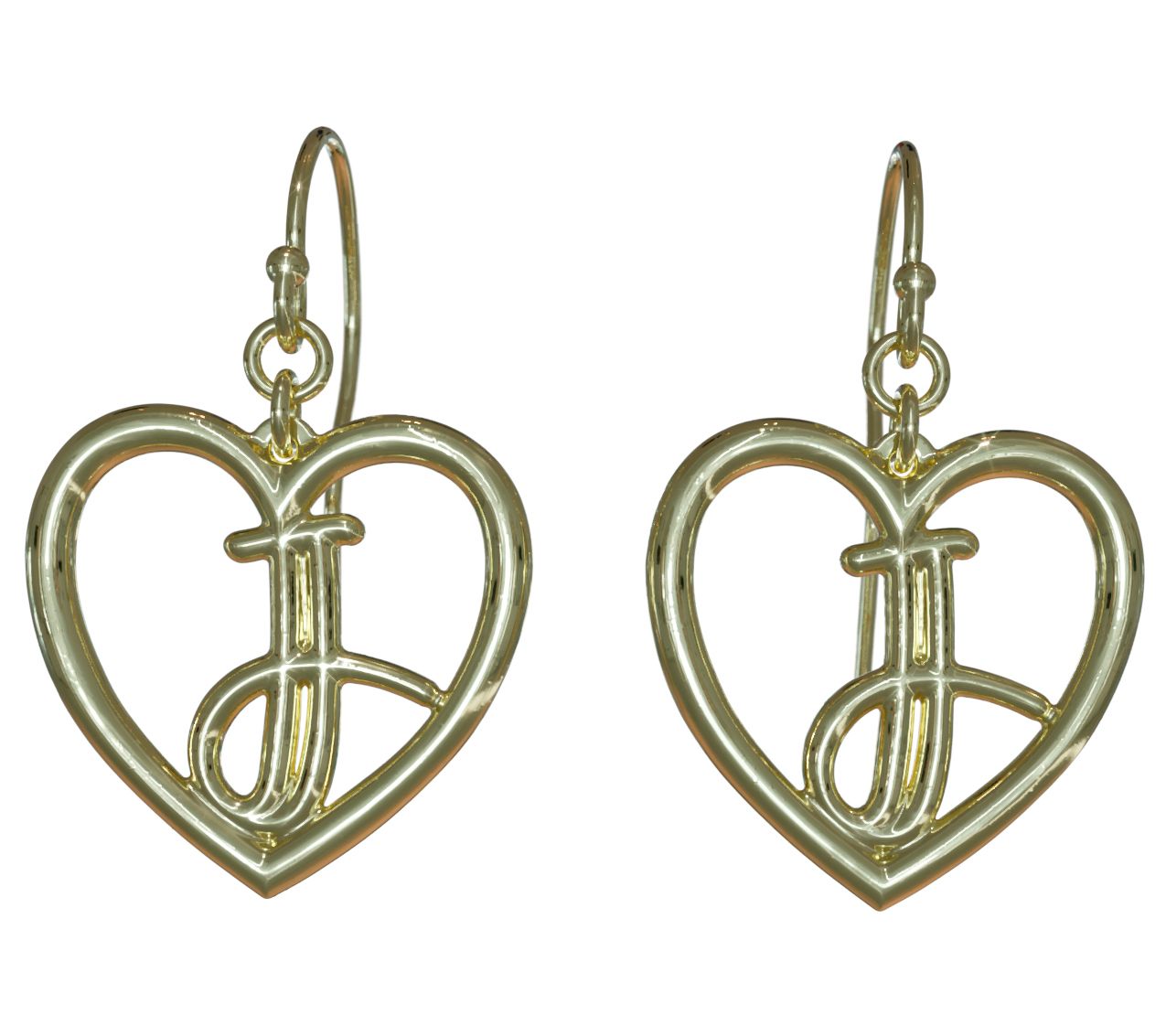 14K Gold Plated 3/4" Healing Heart Drop InitialEarrings