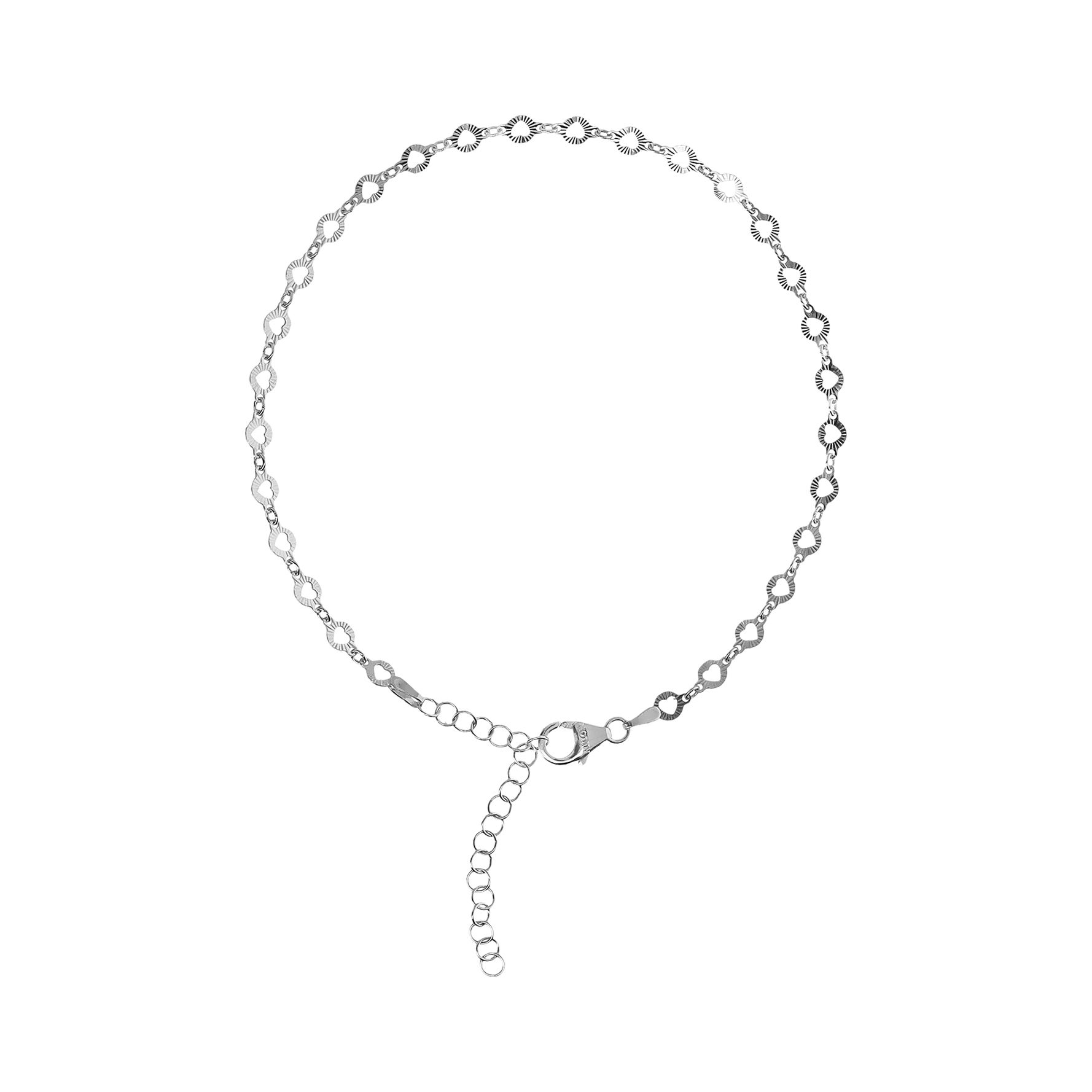 Italian Silver Heart Chain Ankle Bracelet, 2.3g