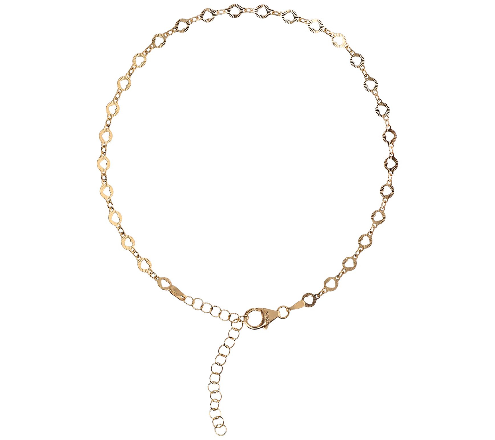 Italian Silver Heart Chain Ankle Bracelet, 2.3g