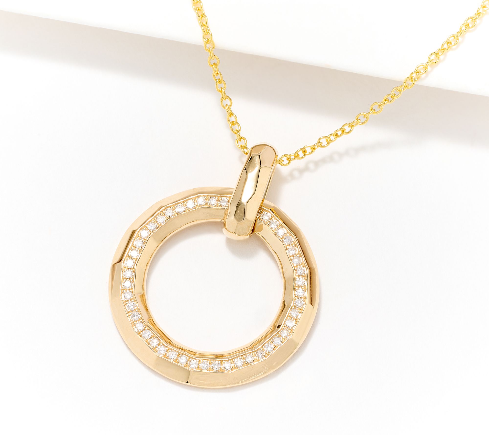 Effy Diamonds Circle Pendant Necklace, 14k Gold