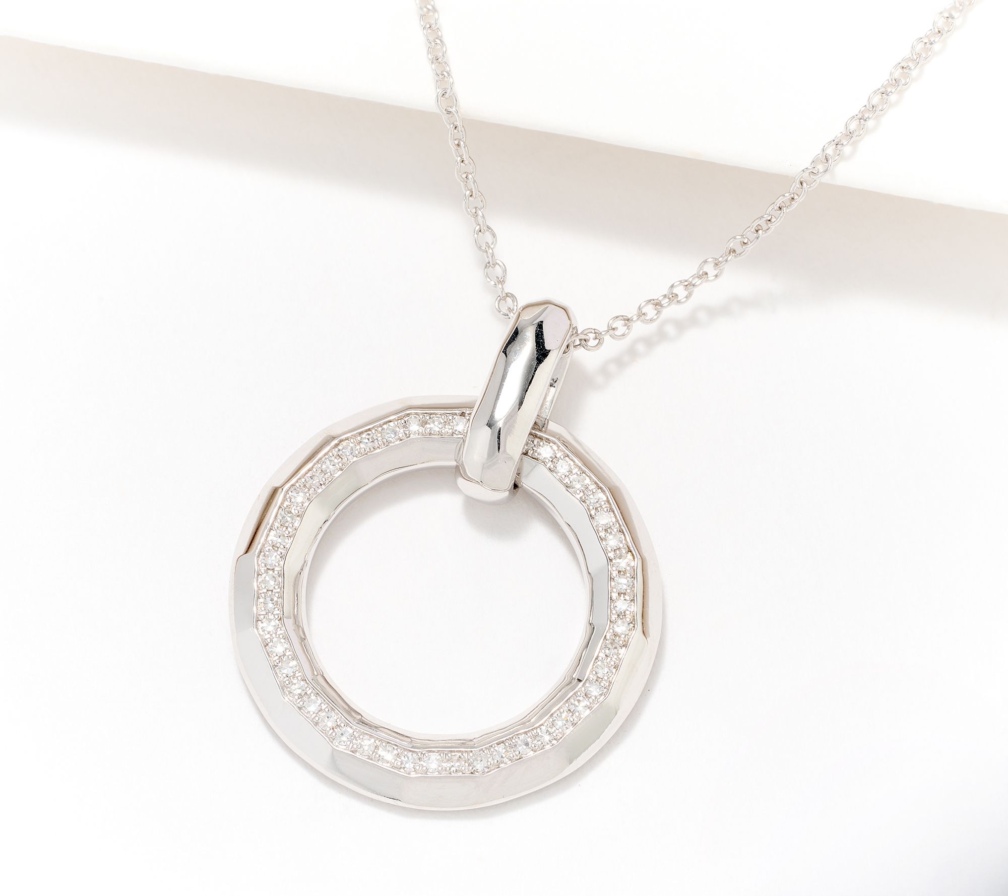 Effy Diamonds Circle Pendant Diamond Necklace, 14k Gold