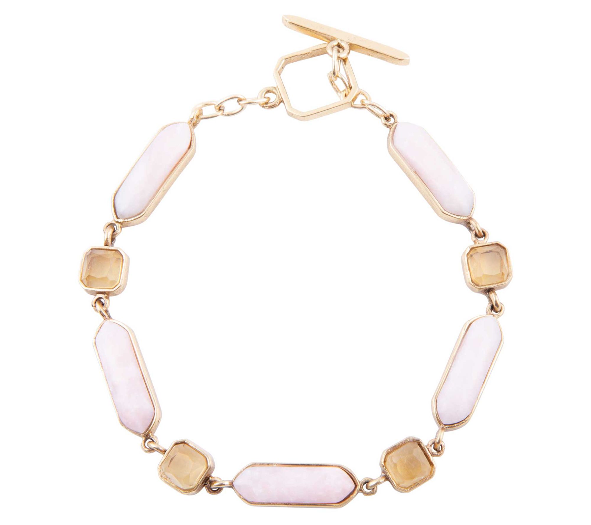 Barse Artisan Crafted Bronze Opal & Quartz Toggle Bracelet