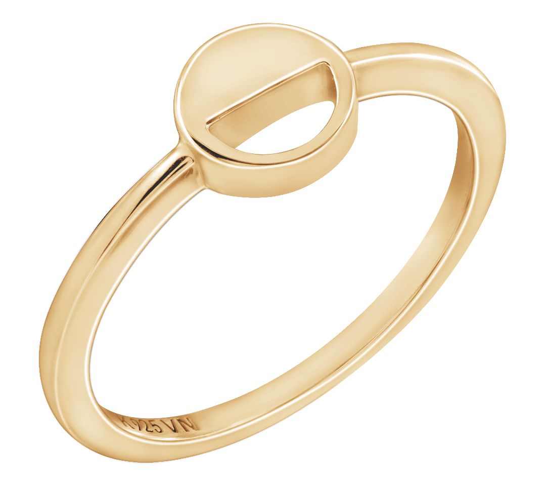 14K Gold Plated Semi Circle Signet Ring