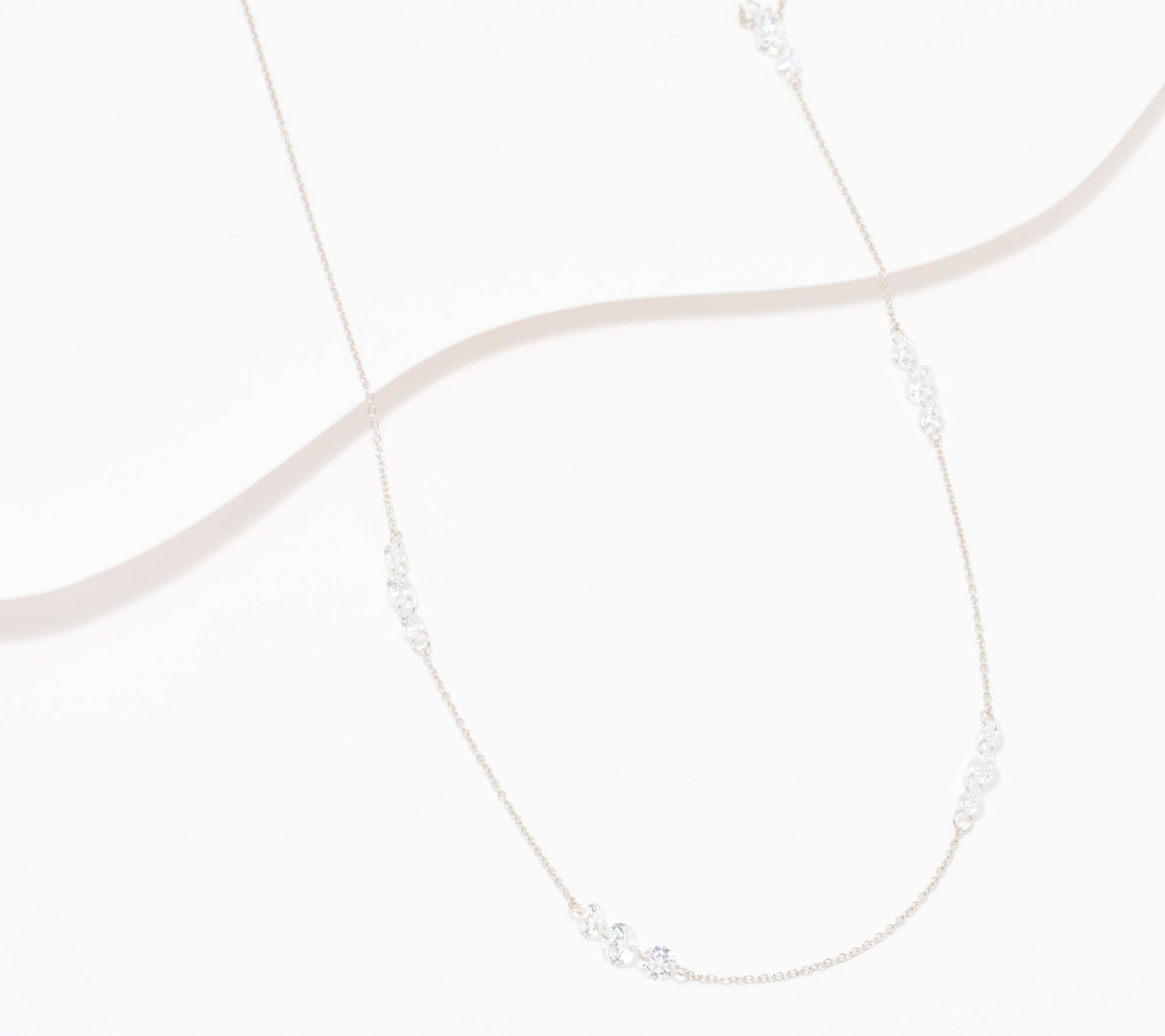 Diamonique x Jennifer Miller 36" Floating Necklace, Sterling Silver