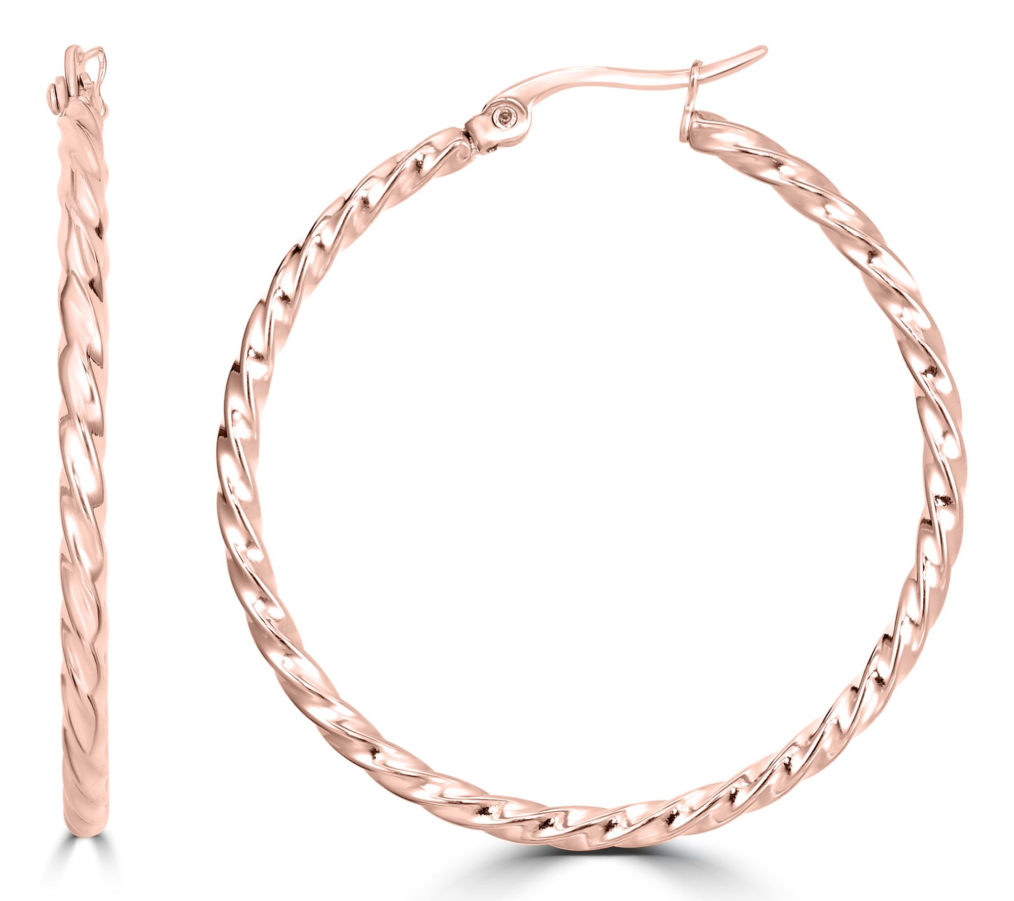 Steel by Design 2" Twisted Hoop Earrings