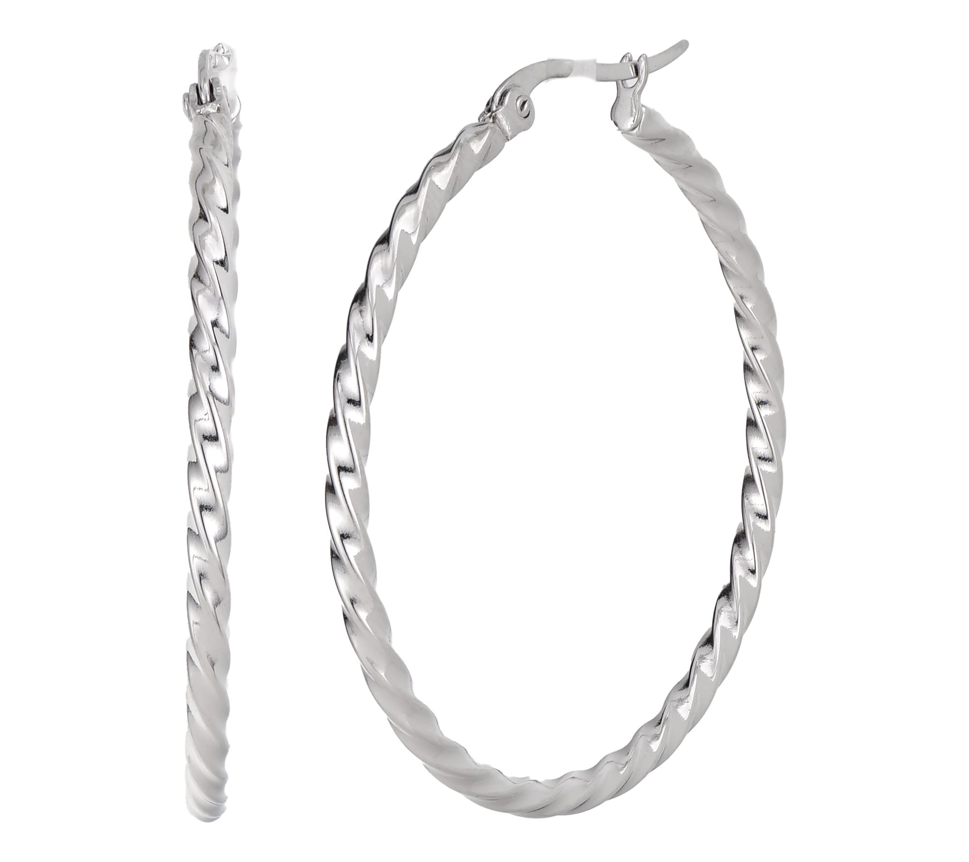 Steel by Design 2" Twisted Hoop Earrings
