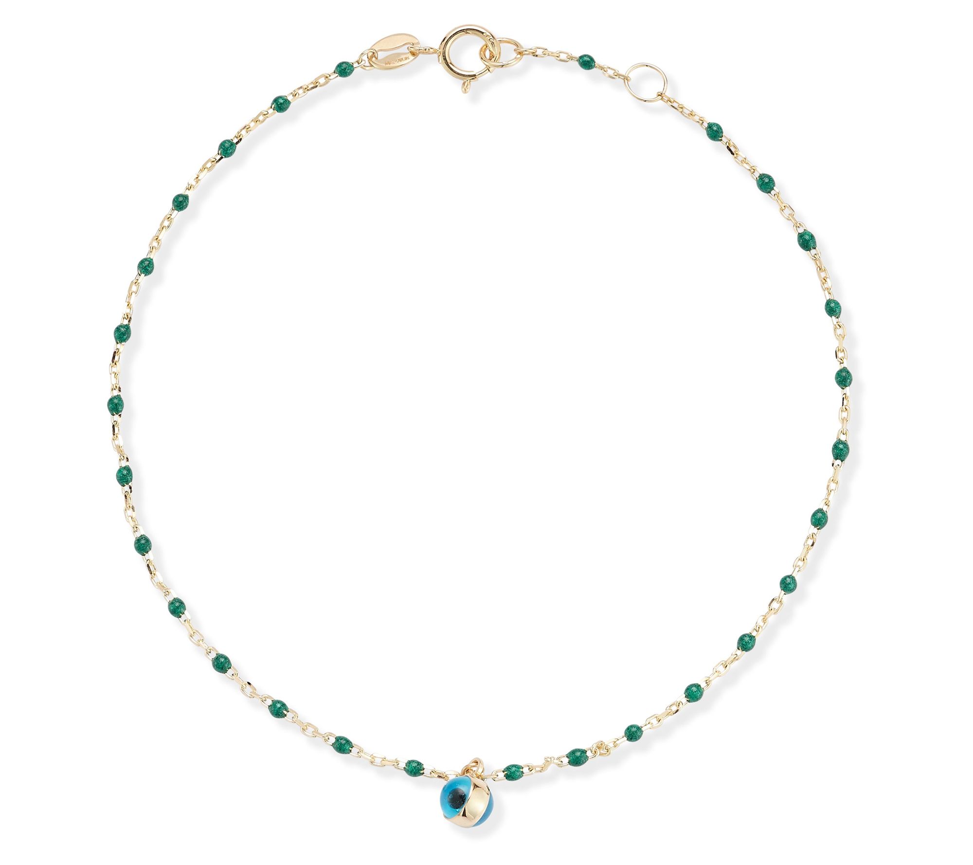 Luminosa Gold Enamel Eye Evil Charm Bracelet, 14K