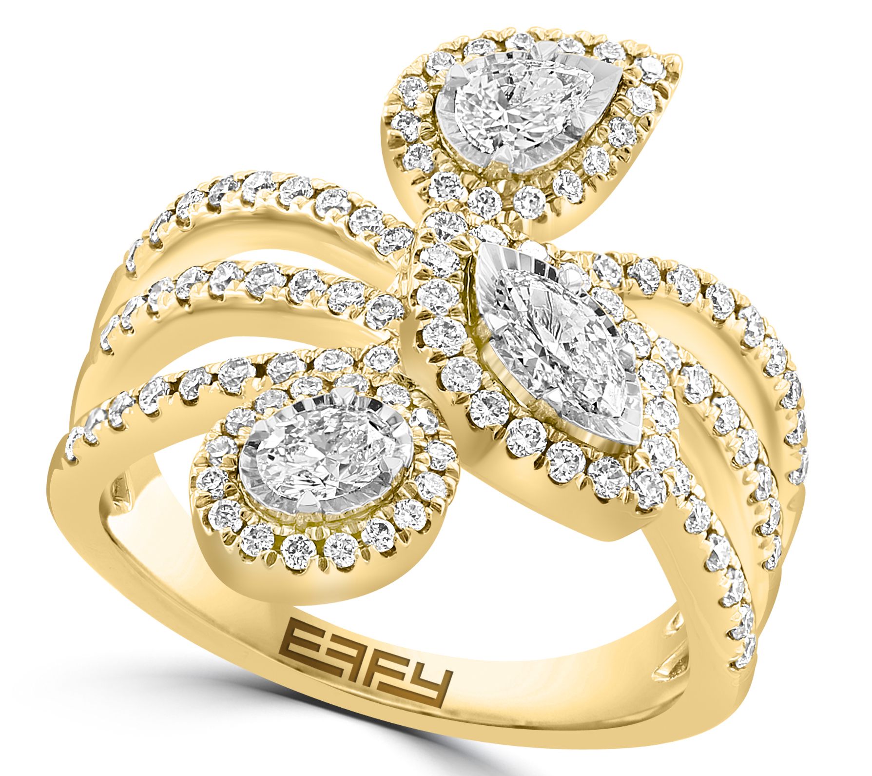 Effy Marquise 1.00 cttw Mutli-Cut Diamond Ring,14K Gold