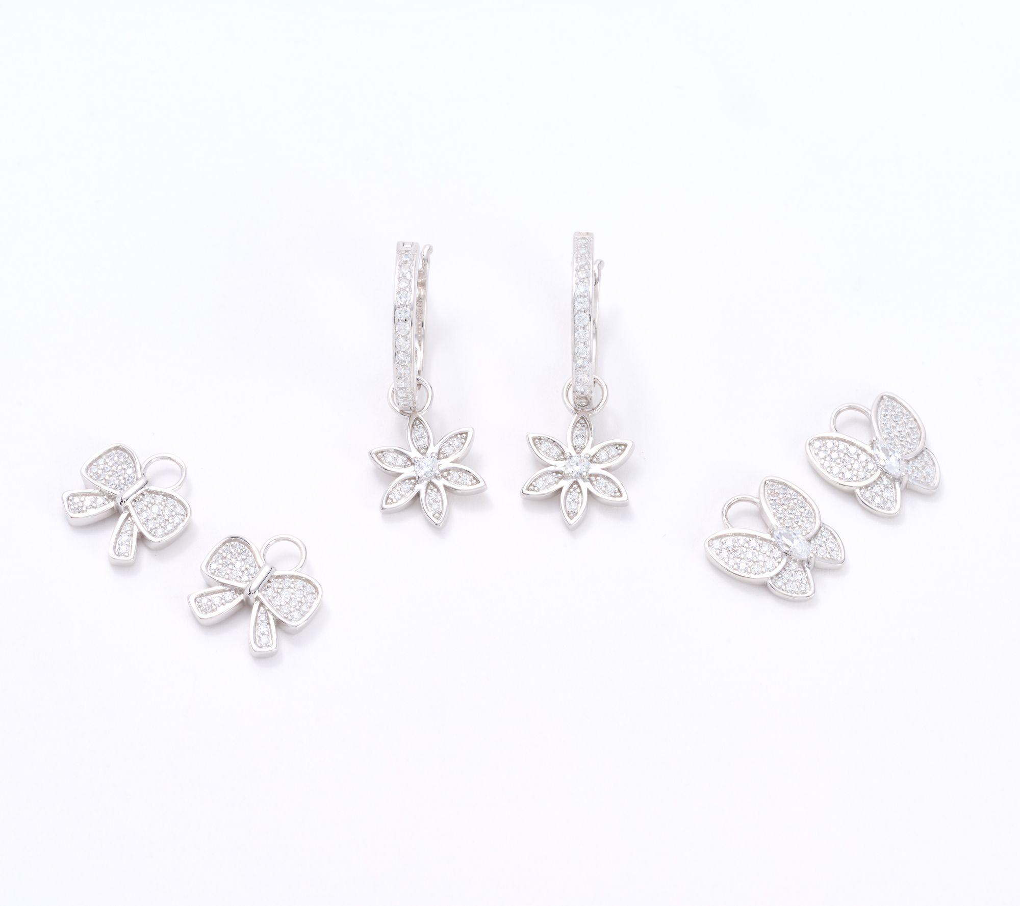 Diamonique x Kathy Levine Spring Fever Charm Earrings, Sterling Silver