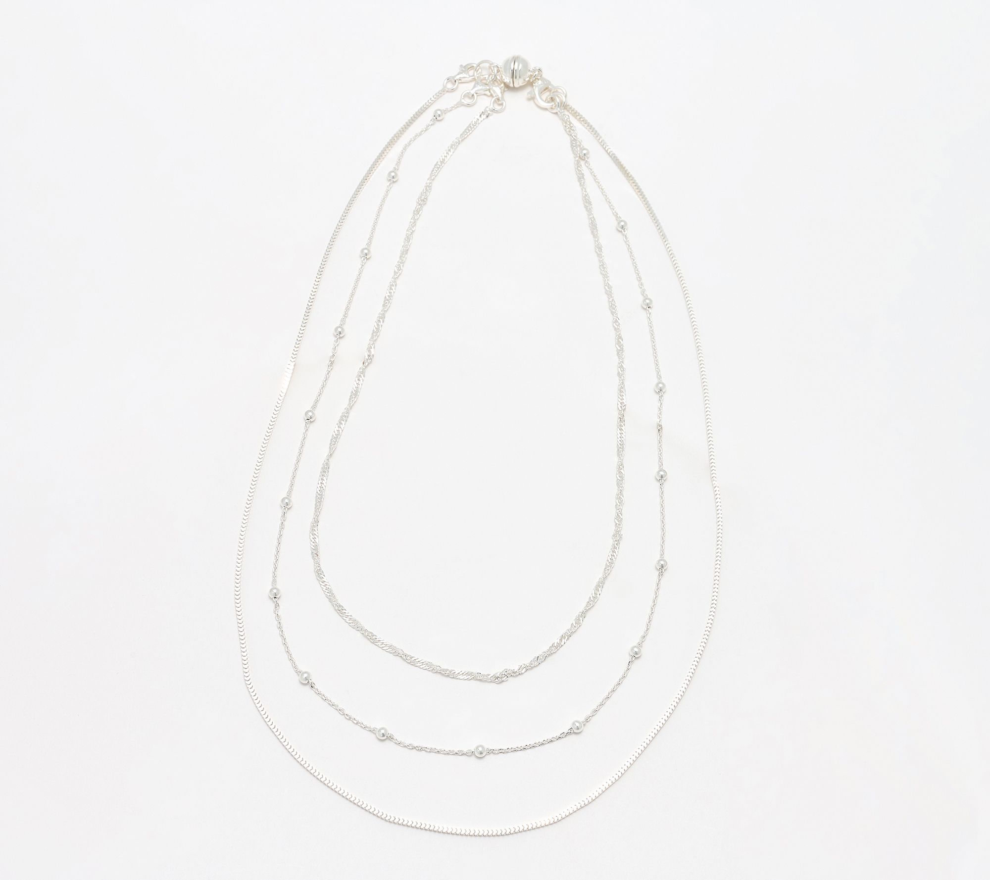UltraFine 950 Silver Set of 3 Necklaces with Magnet Clasp