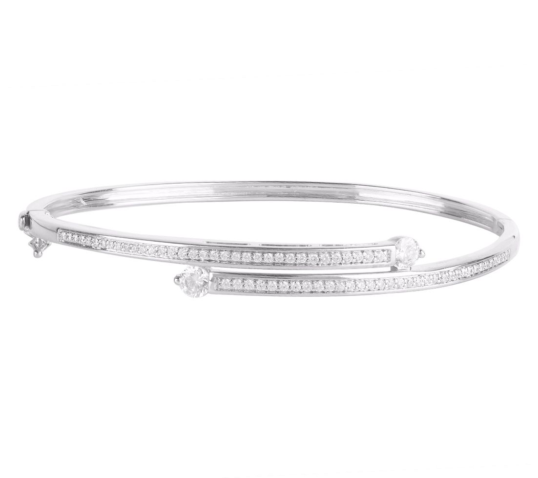Affinity Diamonds 1.00 cttw Pave Bypass Bangle,Sterling