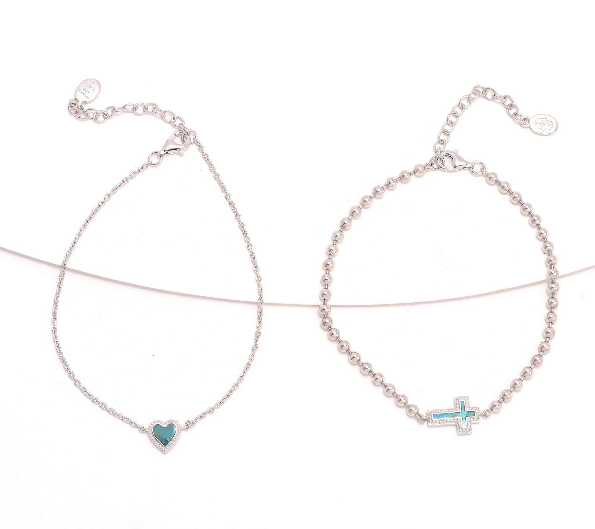 Karma & Luck Set of 2 Kalli Collection Bracelets, Cross & Heart