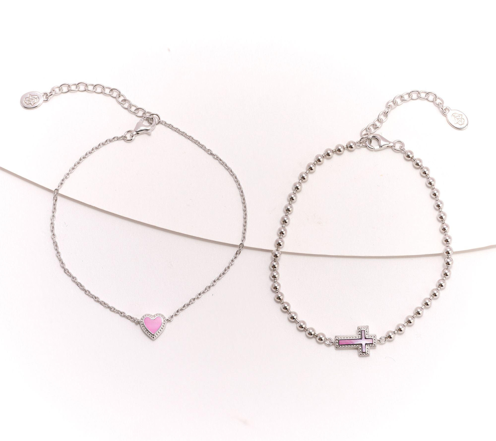 Karma & Luck Set of 2 Kalli Collection Bracelets, Cross & Heart