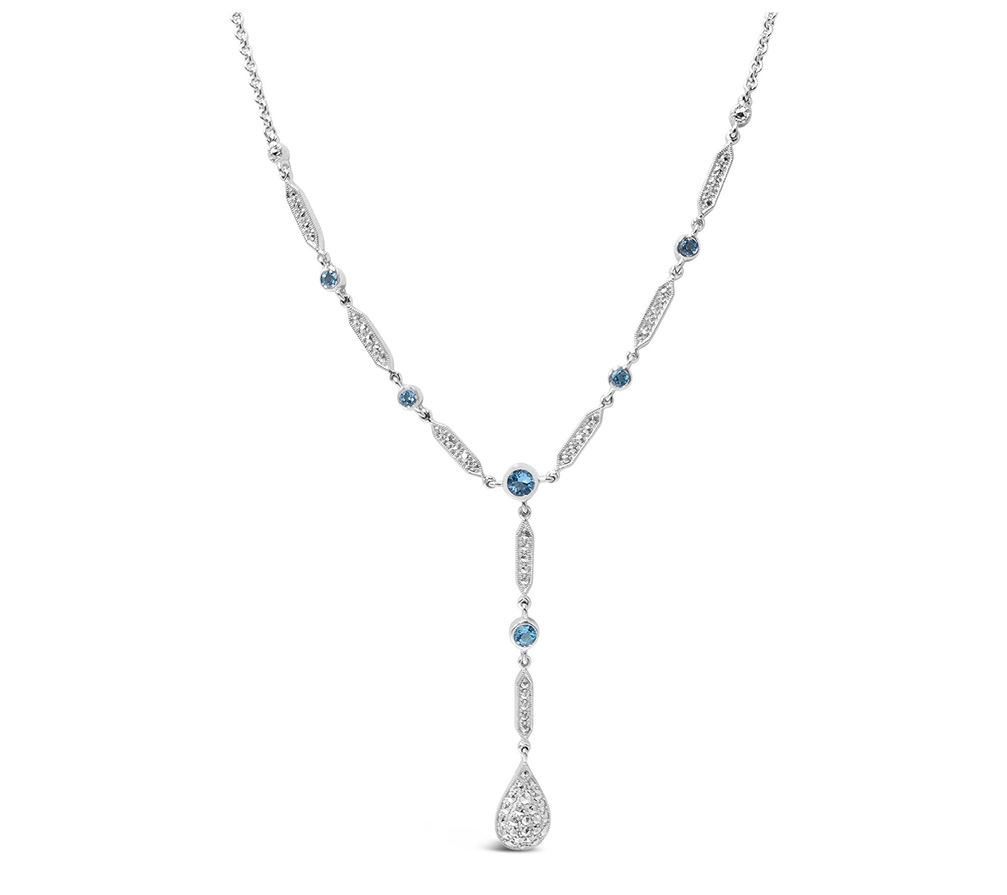 Dallas Prince Sterling Blue Topaz Chrome Marcasite Necklace