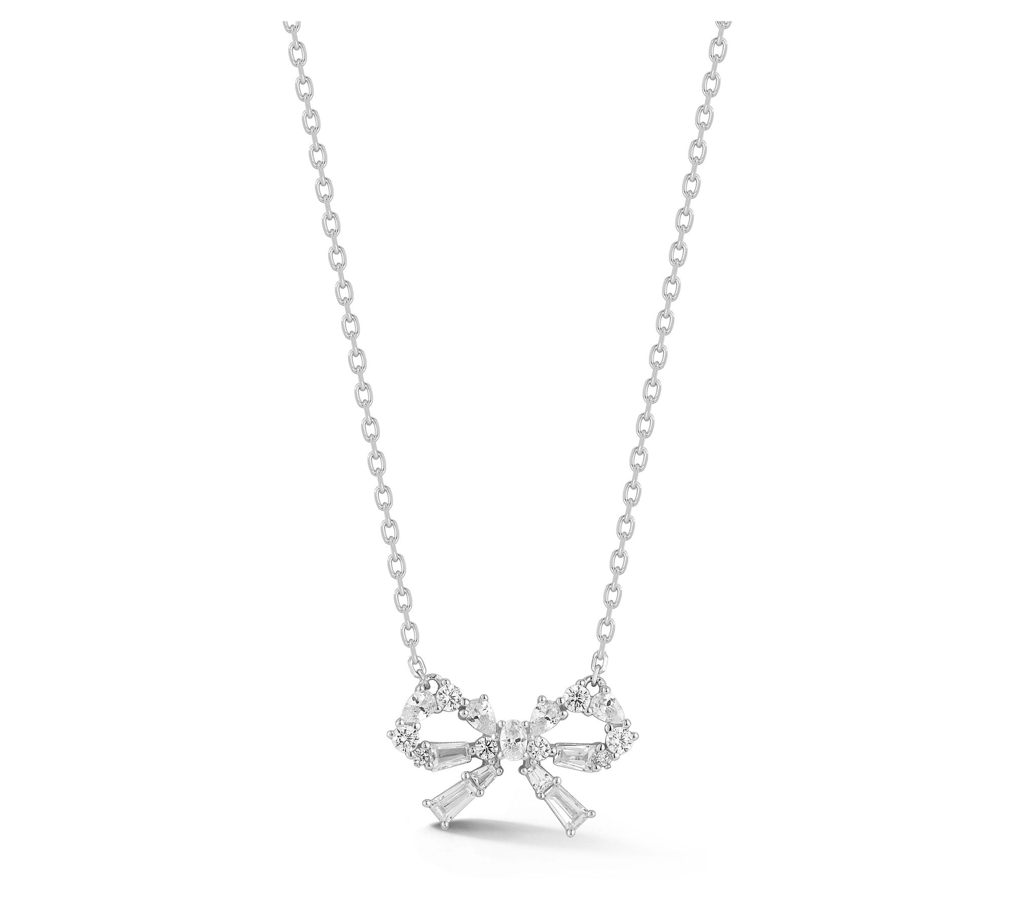 Rachel Zoe Pave Open Bow Necklace, Sterling