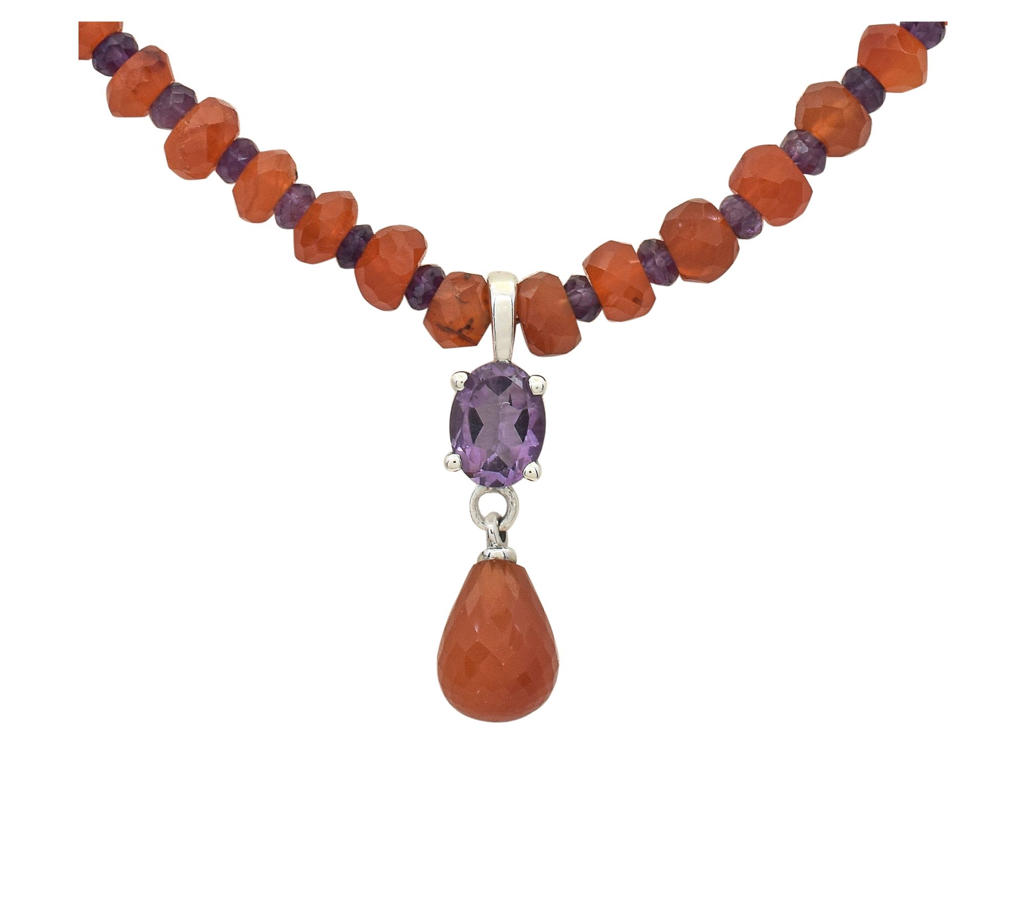 Affinity Gems Carnelian & Amethyst Necklace, Sterling Silver