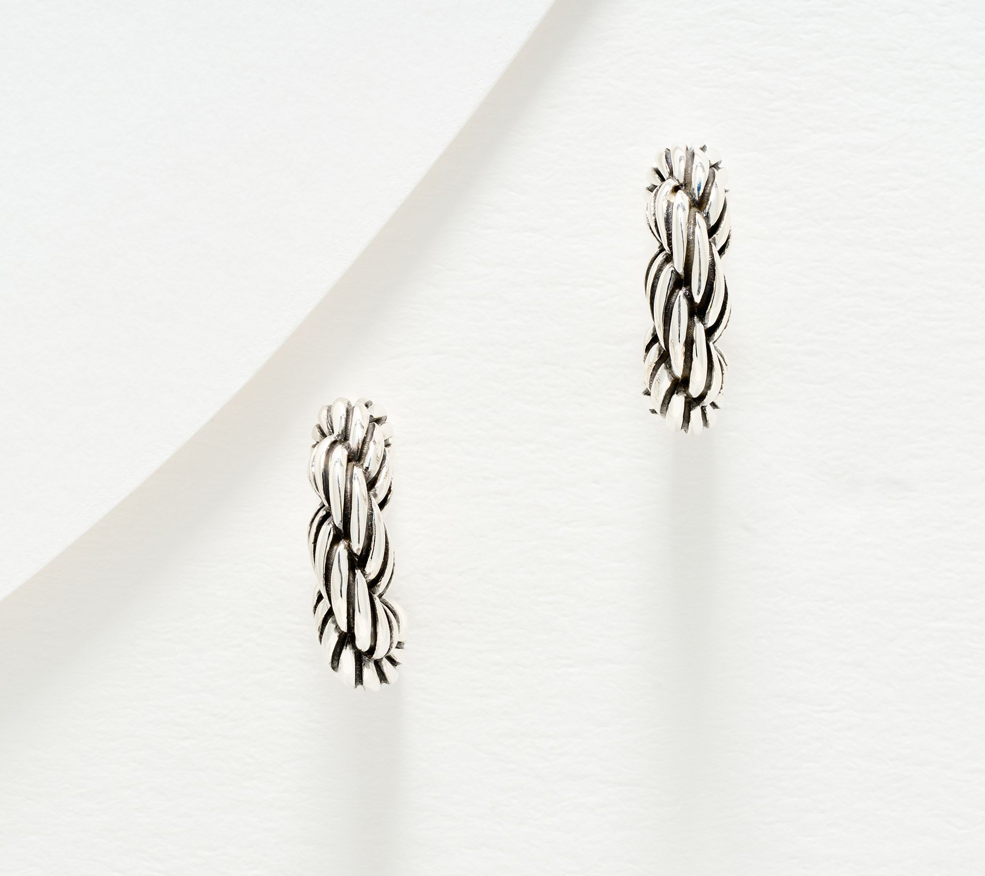 JAI Ireland Sterling Silver Cara Rope 1/2" Hoop Earrings