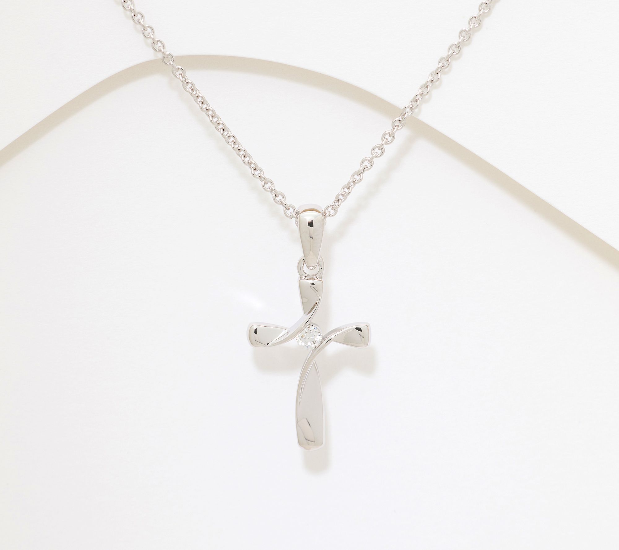 Fire Light Lab Grown Diamond 0.06 cttw Cross Pendant w Chain