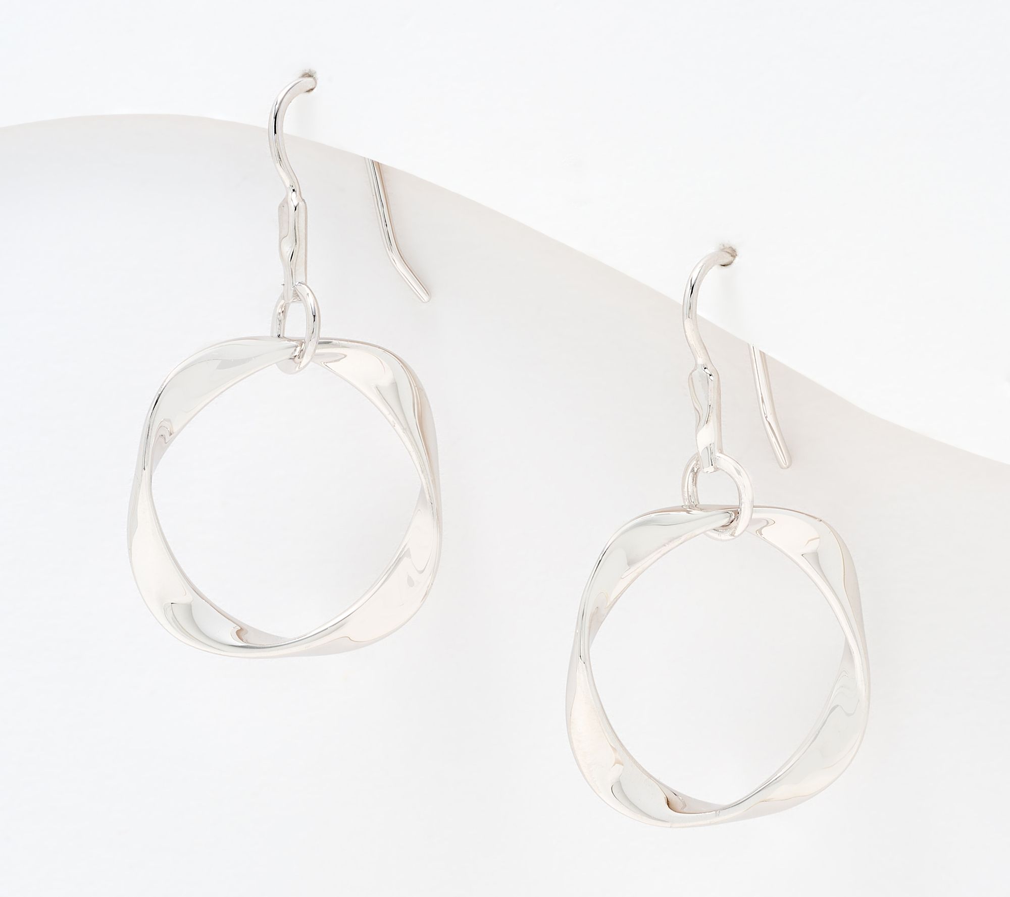Christian James by Scott Grimes Sterling Ripple 1-1/2" Circle Drop Earrings