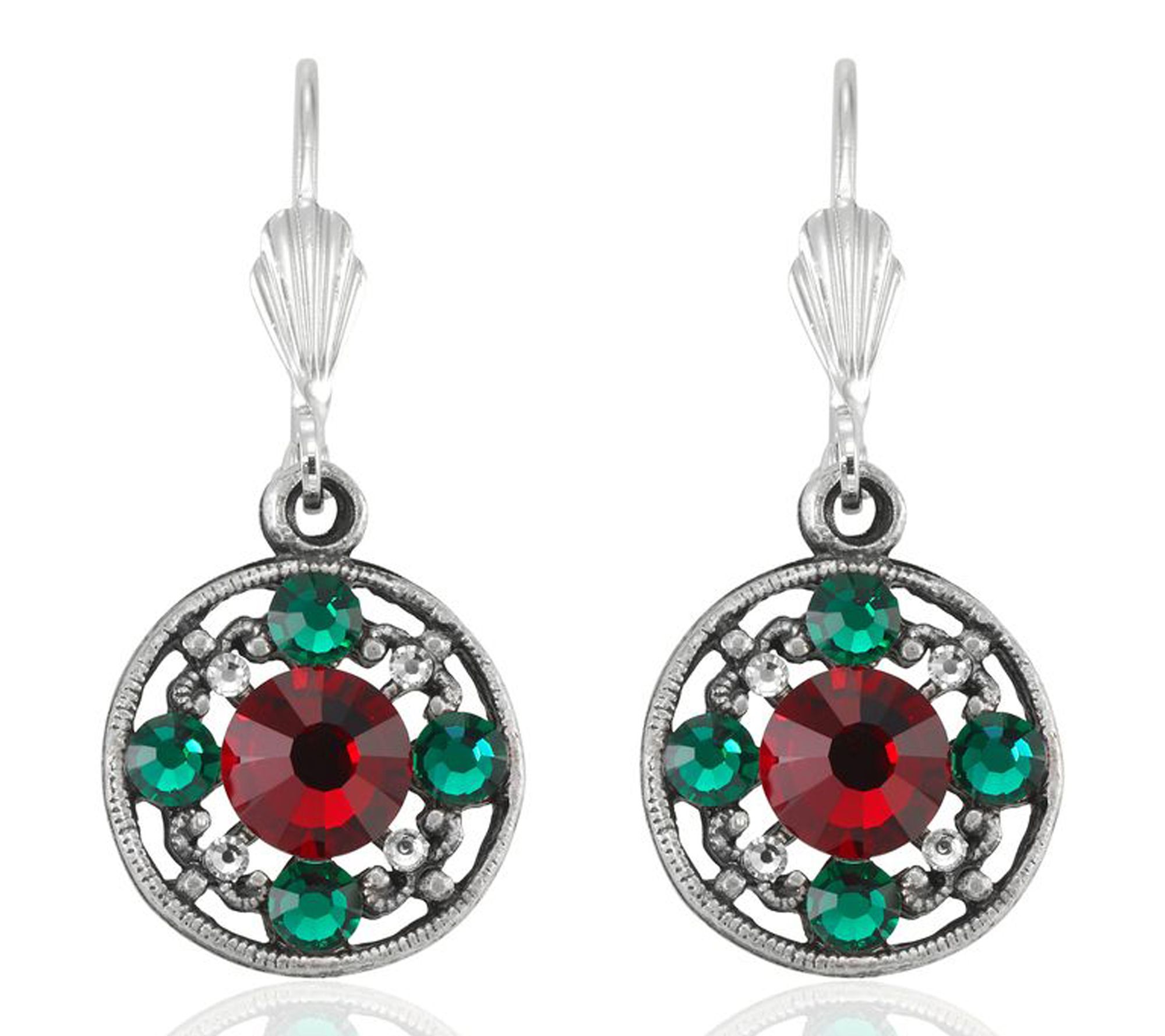 Anne Koplik Crystal Filigree Holiday Drop Earrings
