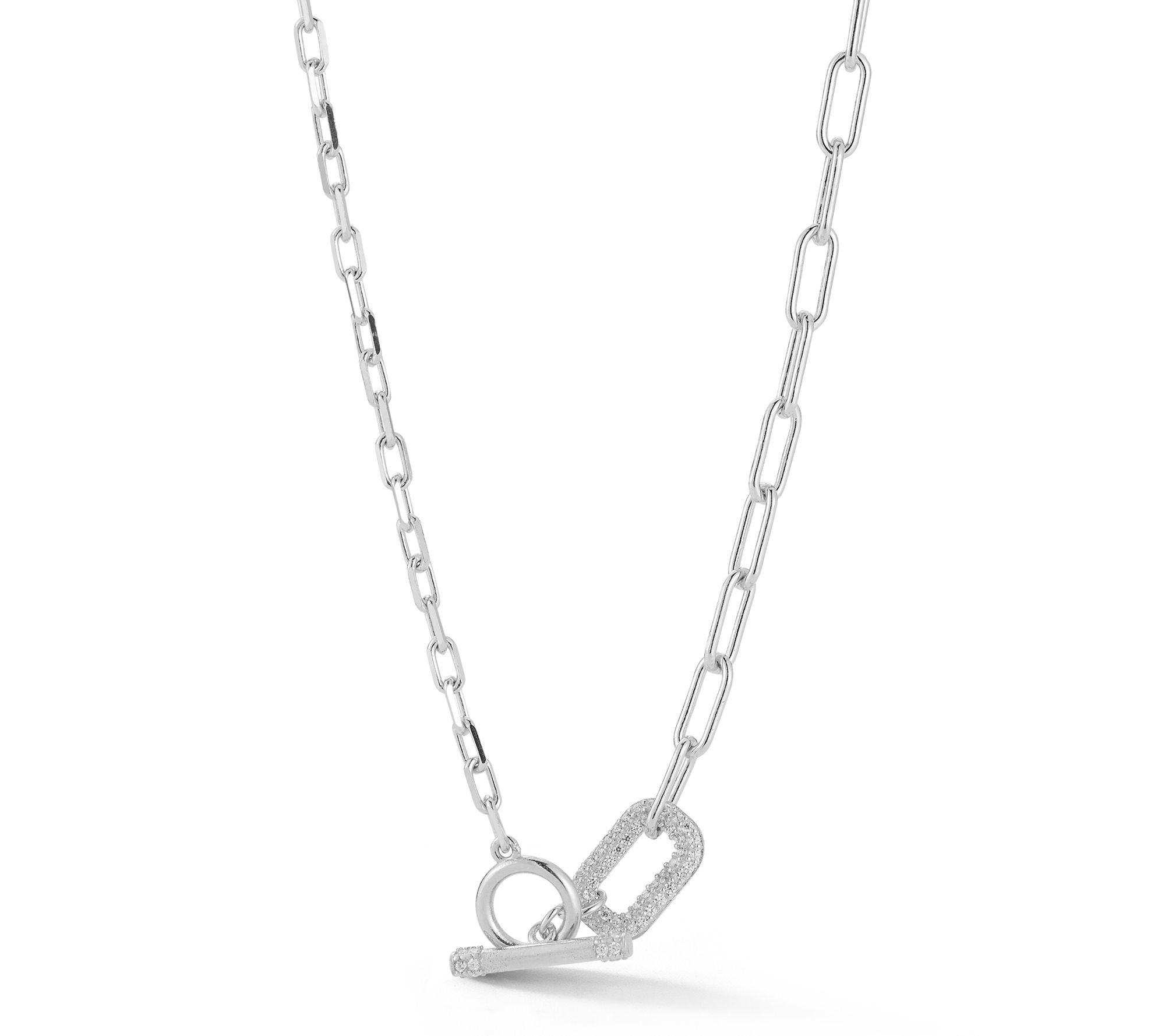 Sterlina Silver Toggle Paperclip Choker Necklace, Sterling