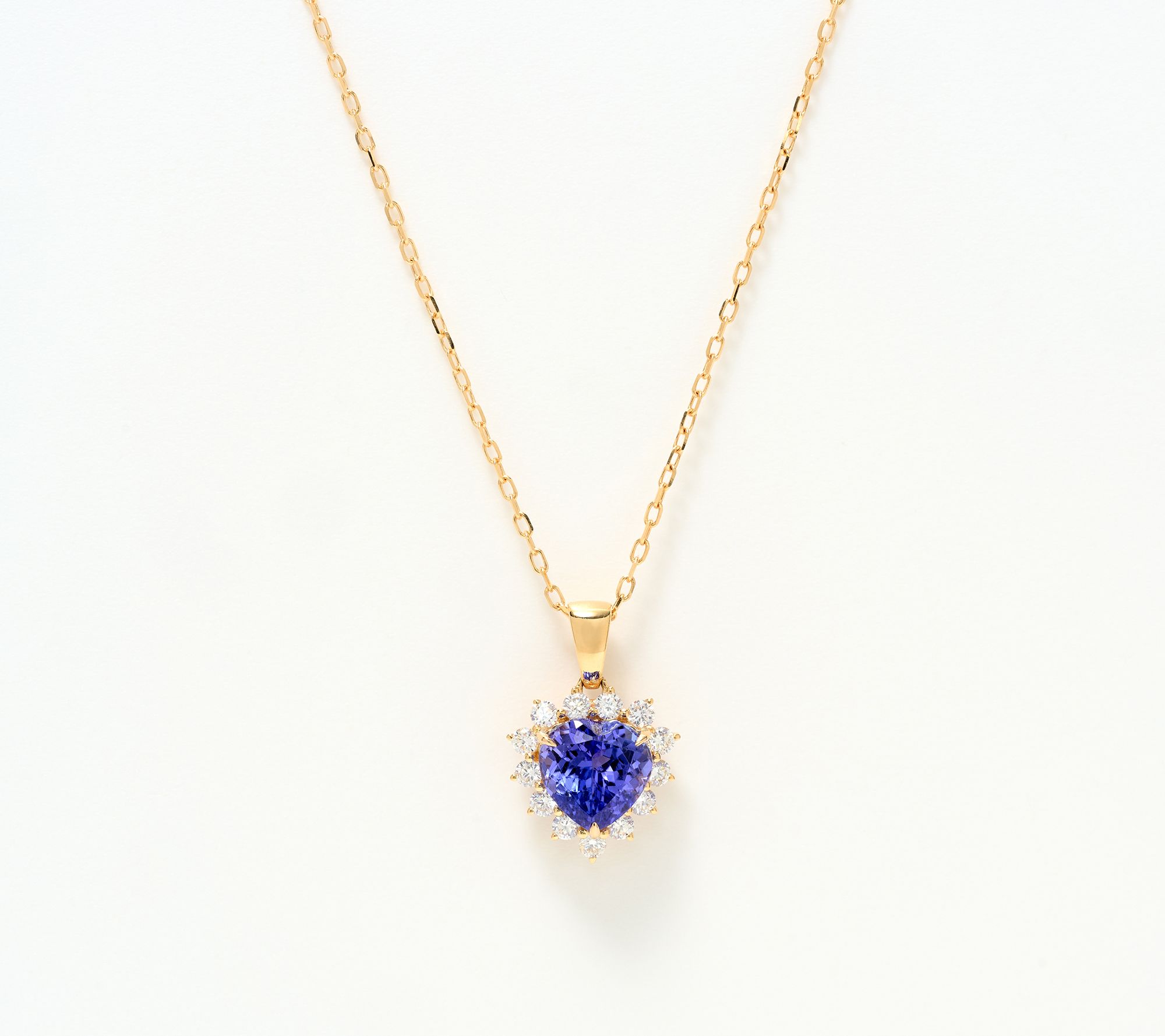 Pure Tanzanite by Jeff Moseley Heart w/ Diamond_Halo Pendant, 18K