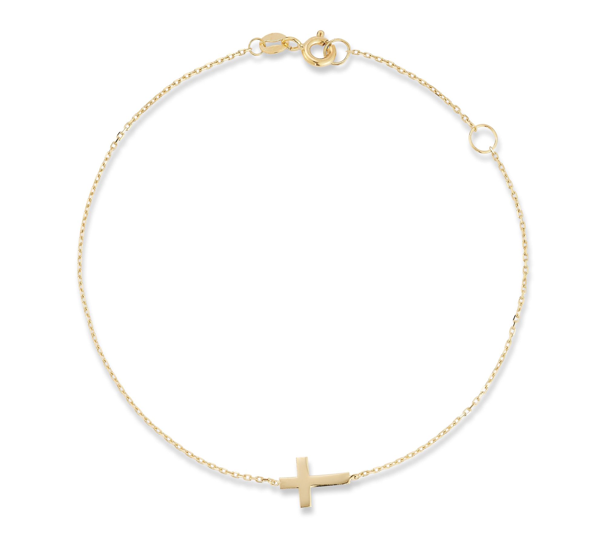 Italian Gold Flat Cross Bracelet, 14K