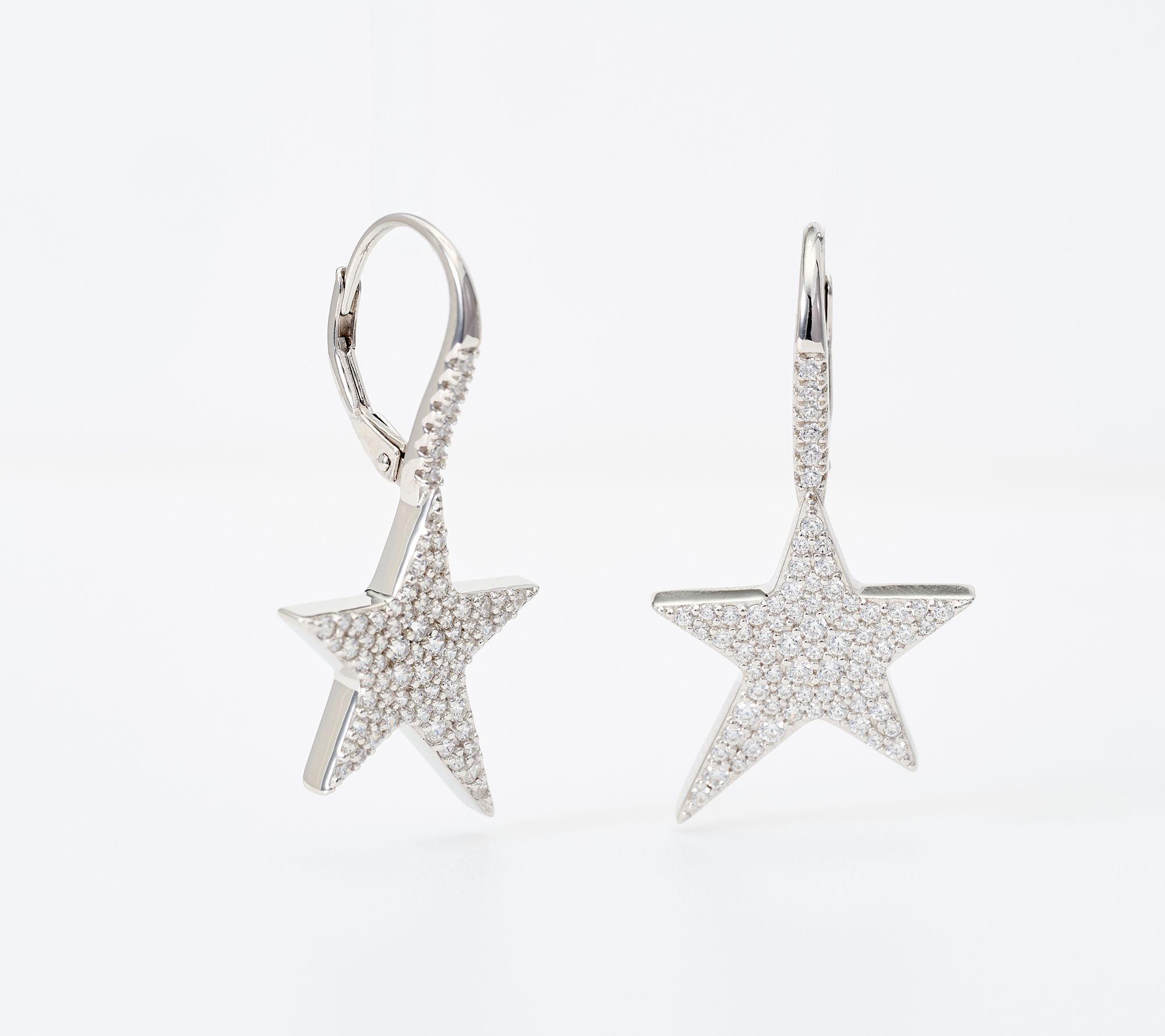  Diamonique x Jennifer Miller Shooting Star Leverback Earrings, Sterl