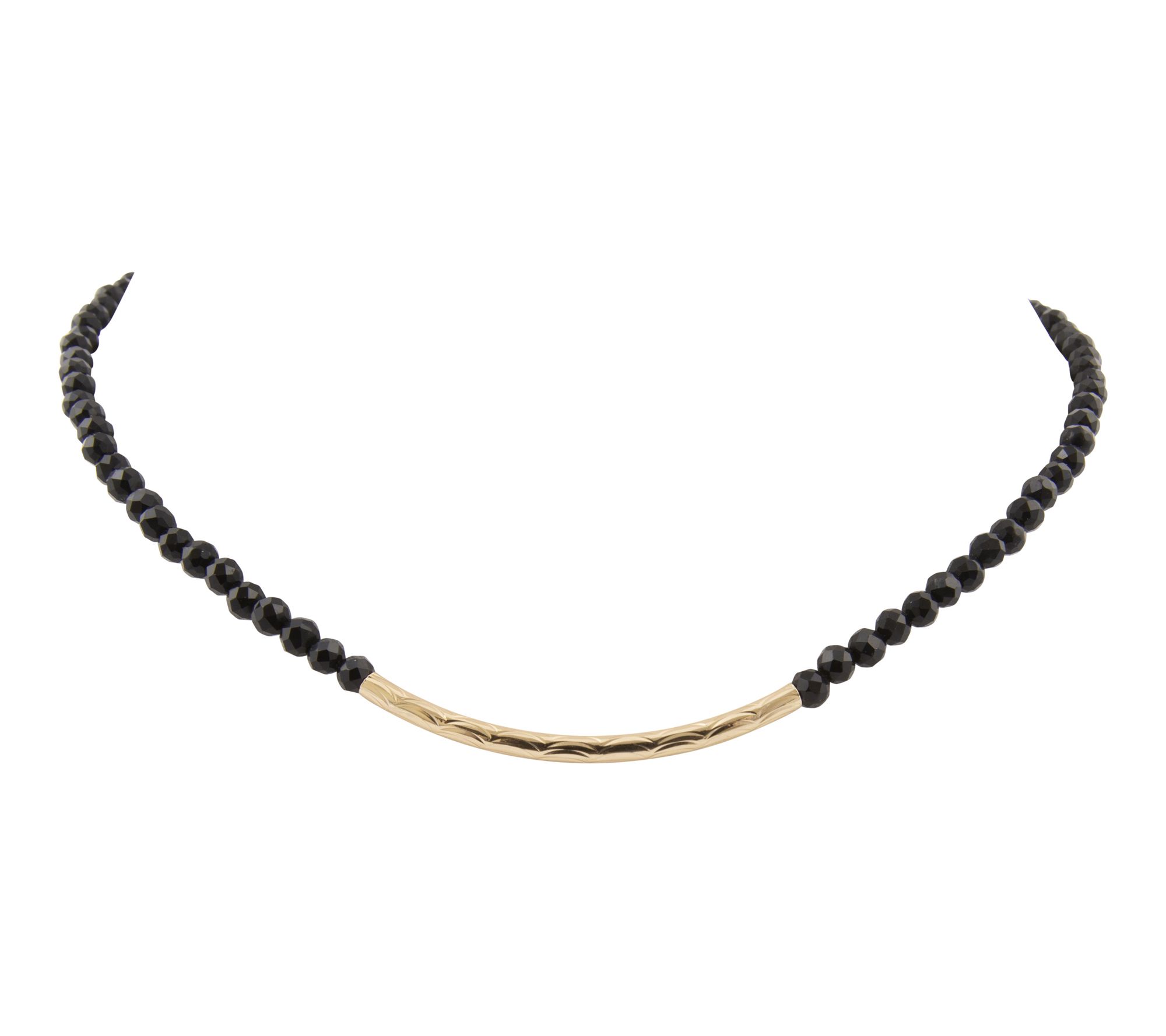 Barse Artisan Crafted 18K Gold Plated Onyx BeadNecklace