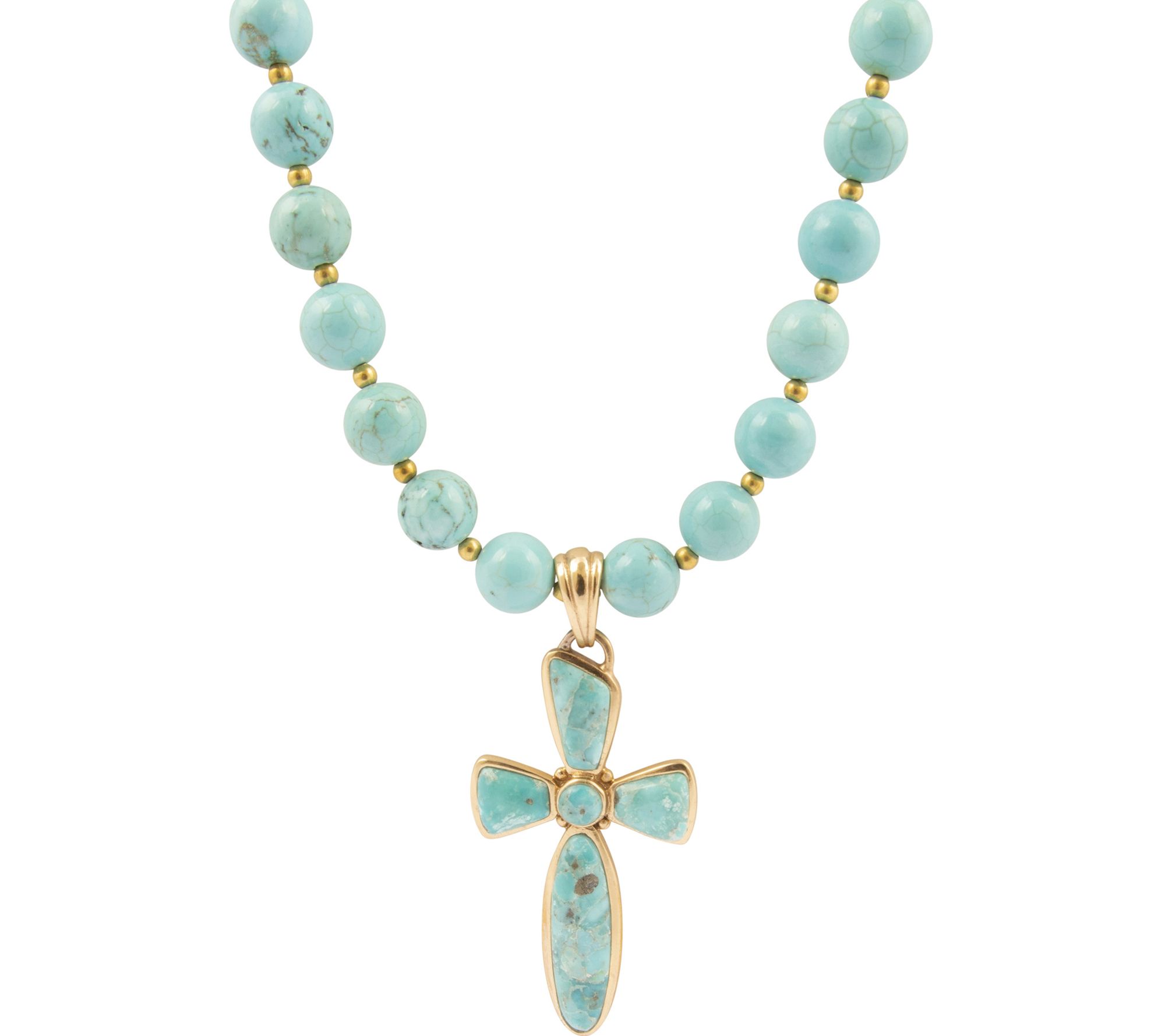 Barse Artisan Crafted Las Cruces Turquoise Cross Necklace