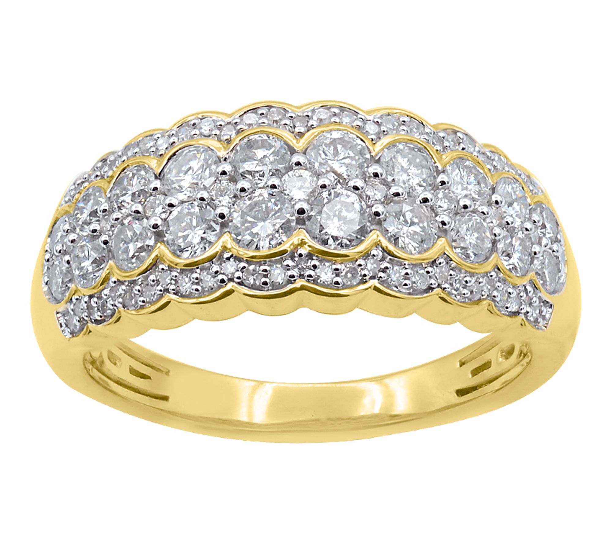 Affinity Diamonds 1.00 cttw Multi-Row Band Ring, 14K Gold