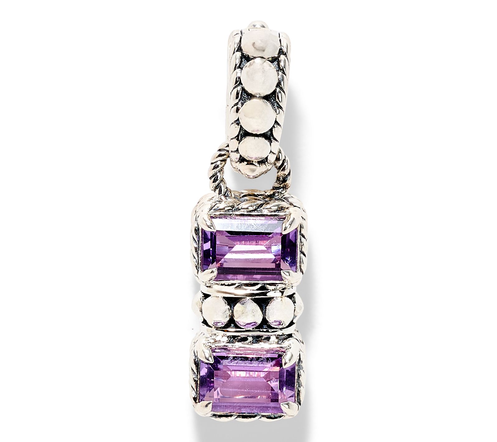 JAI Sterling Silver Emerald Cut Gemstone Enhancer