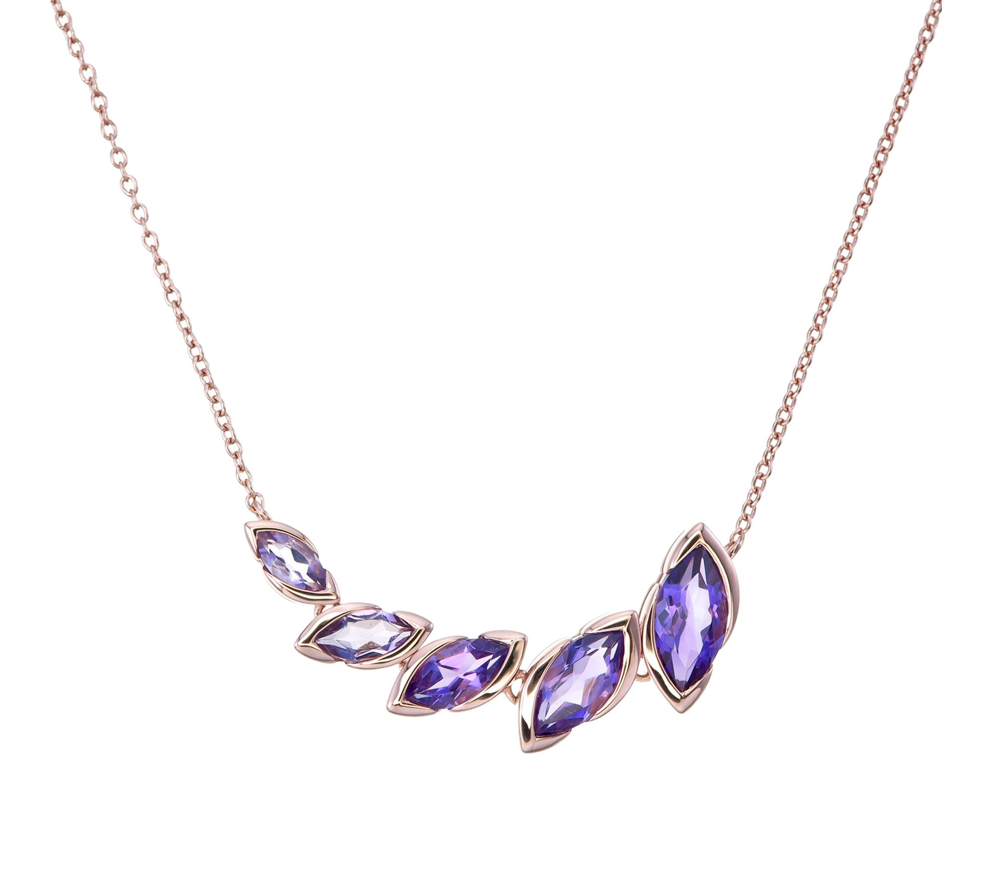 Affinity Gems Marquise Cut Graduated Semi -Bezel Necklace