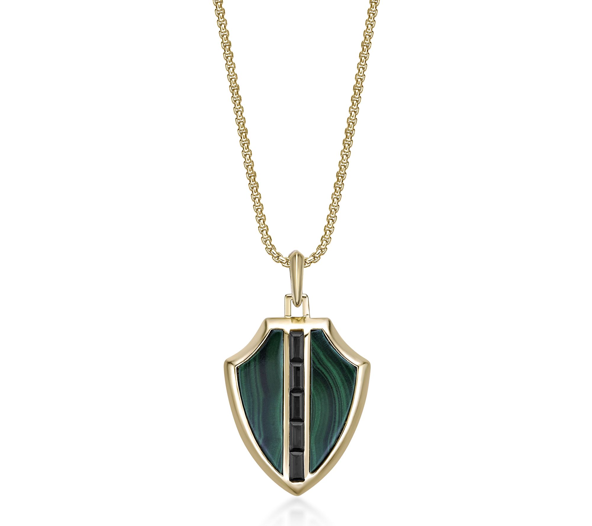 LYNX Men's Sterling Malachite & Smoky Quartz Chain Necklace
