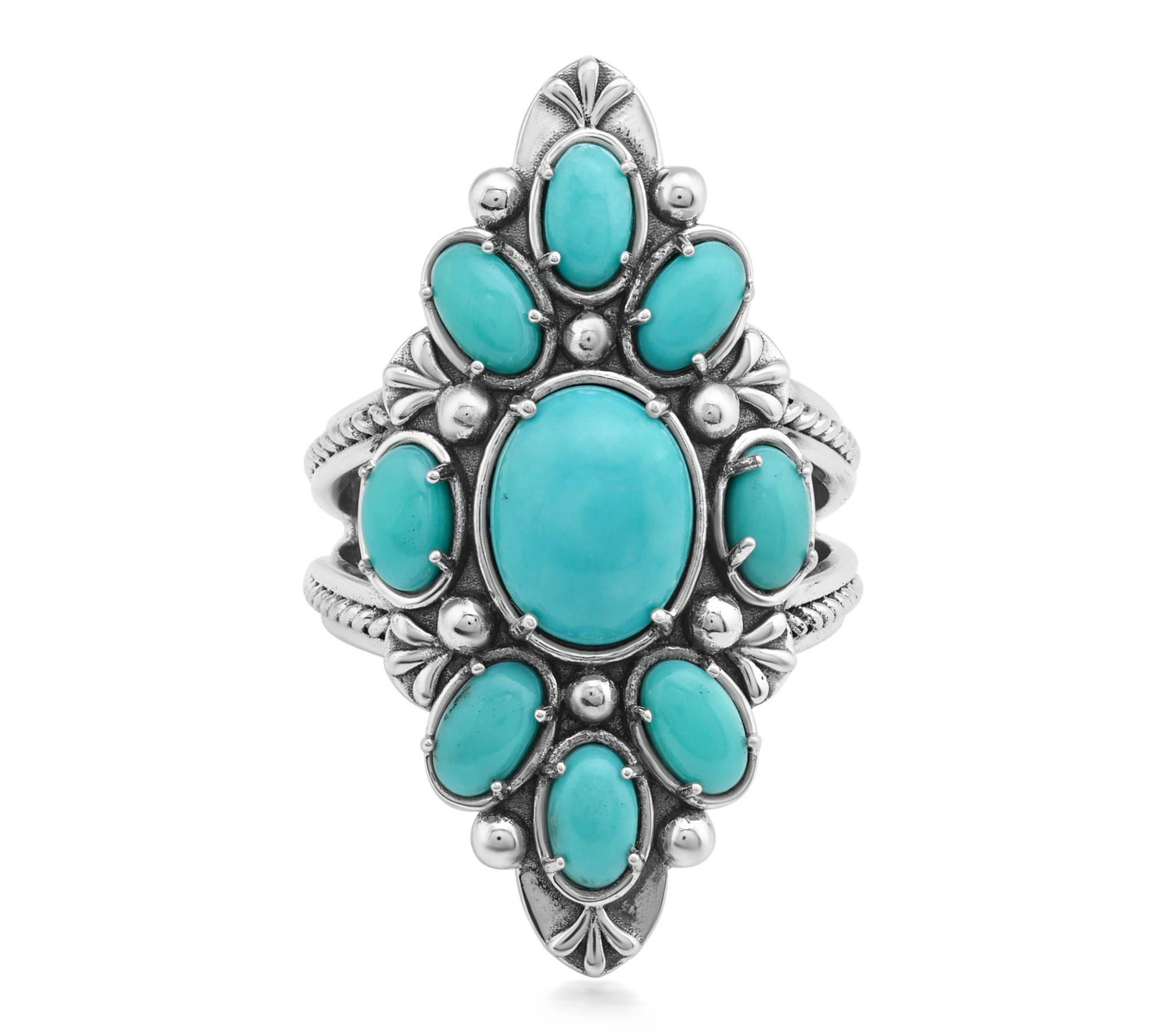 American West Gemstone Nine Gemstone Cluster Ring