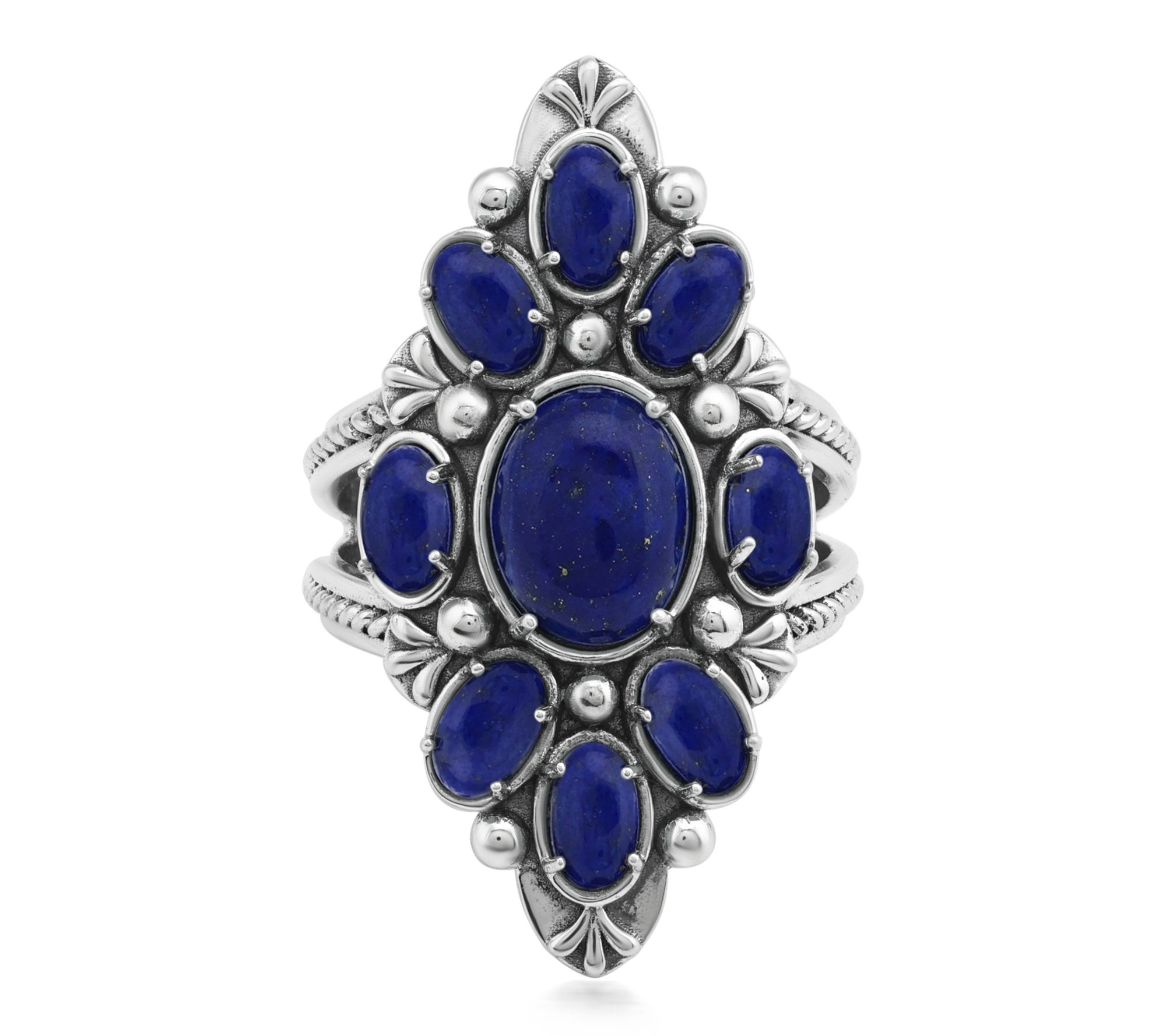 American West Gemstone Nine Gemstone Cluster Ring